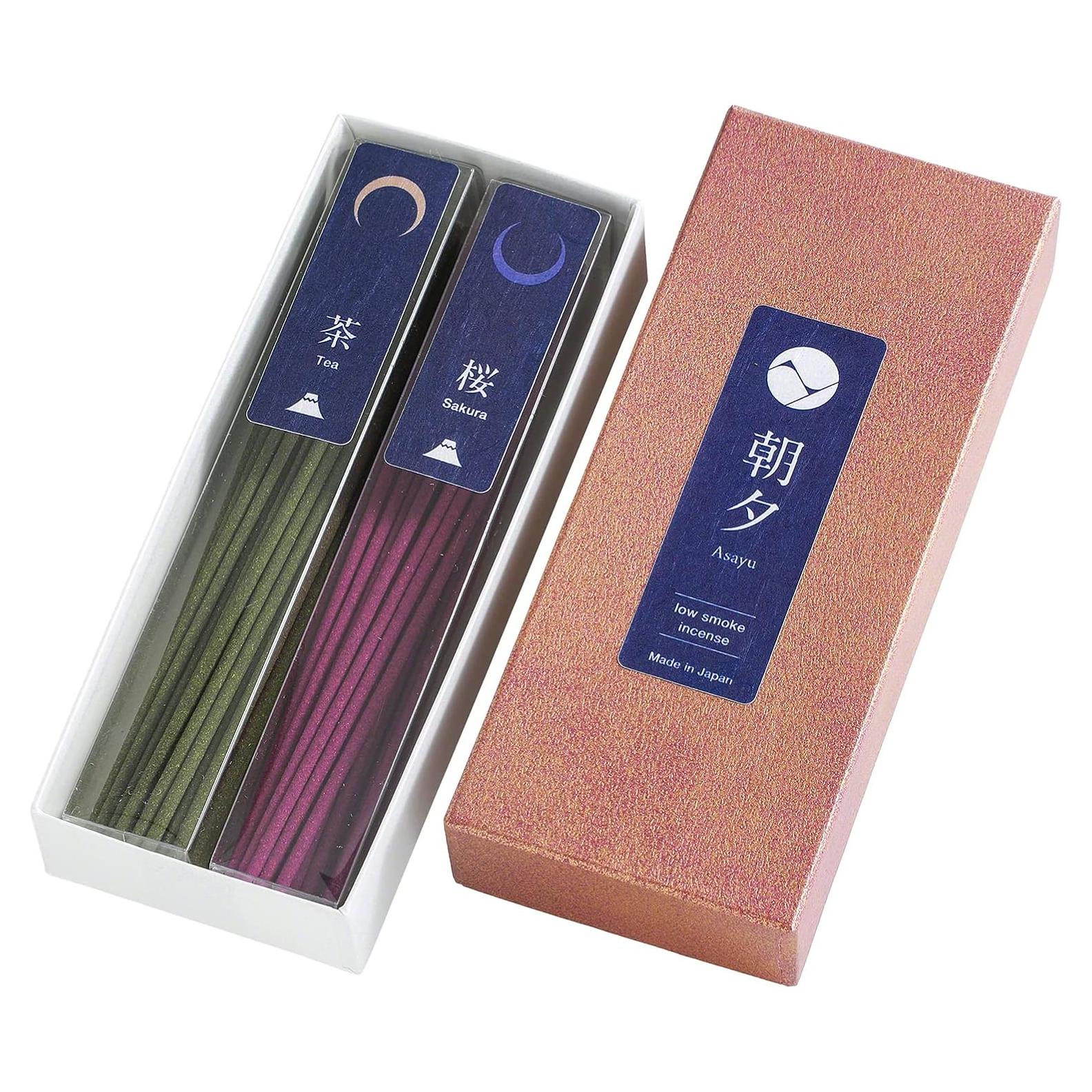 Set de Incienso Sin Humo Asayu Japón - Té Verde y Sakura