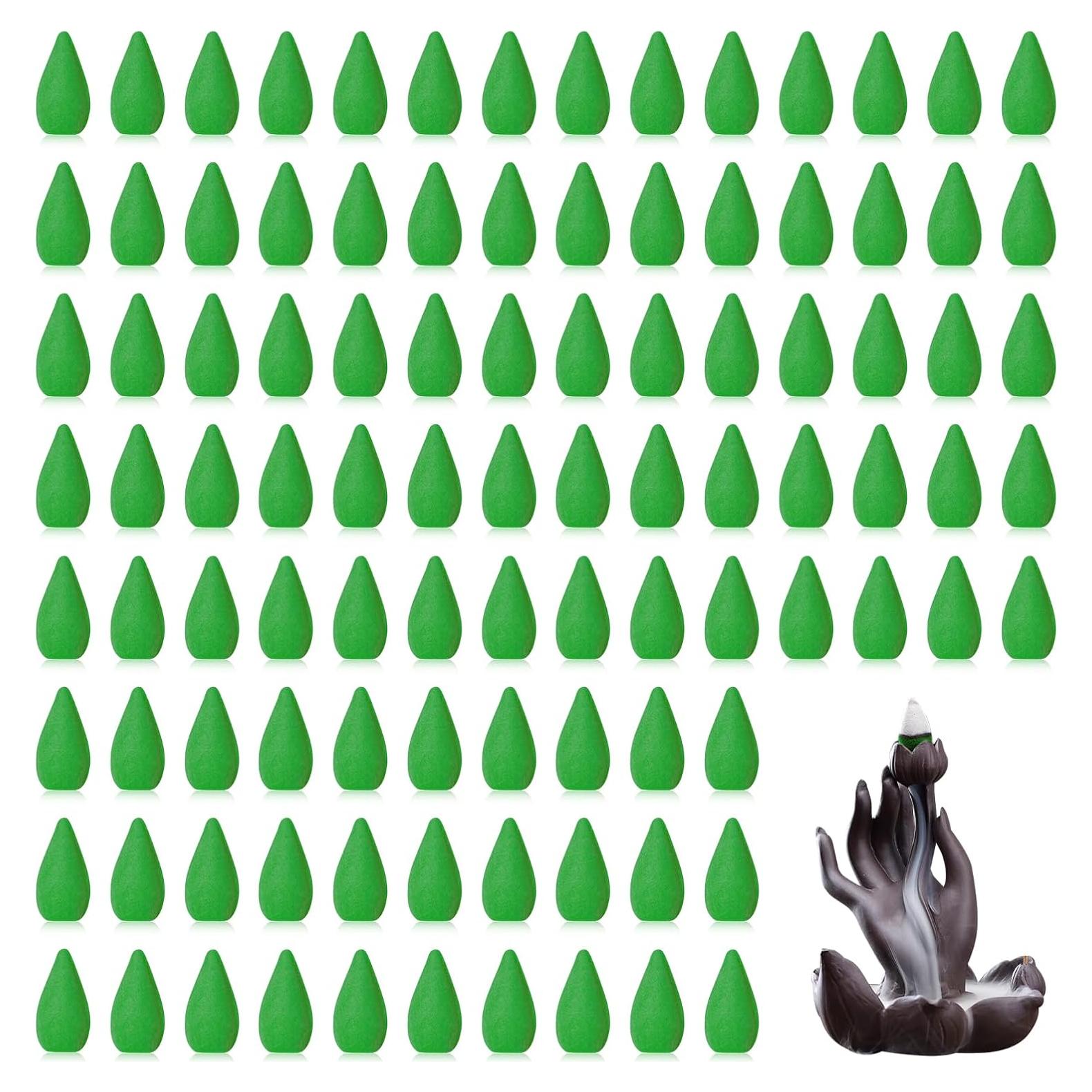 100 Conos de Incienso de Retroceso Waltool Sándalo Verde 7.1cm