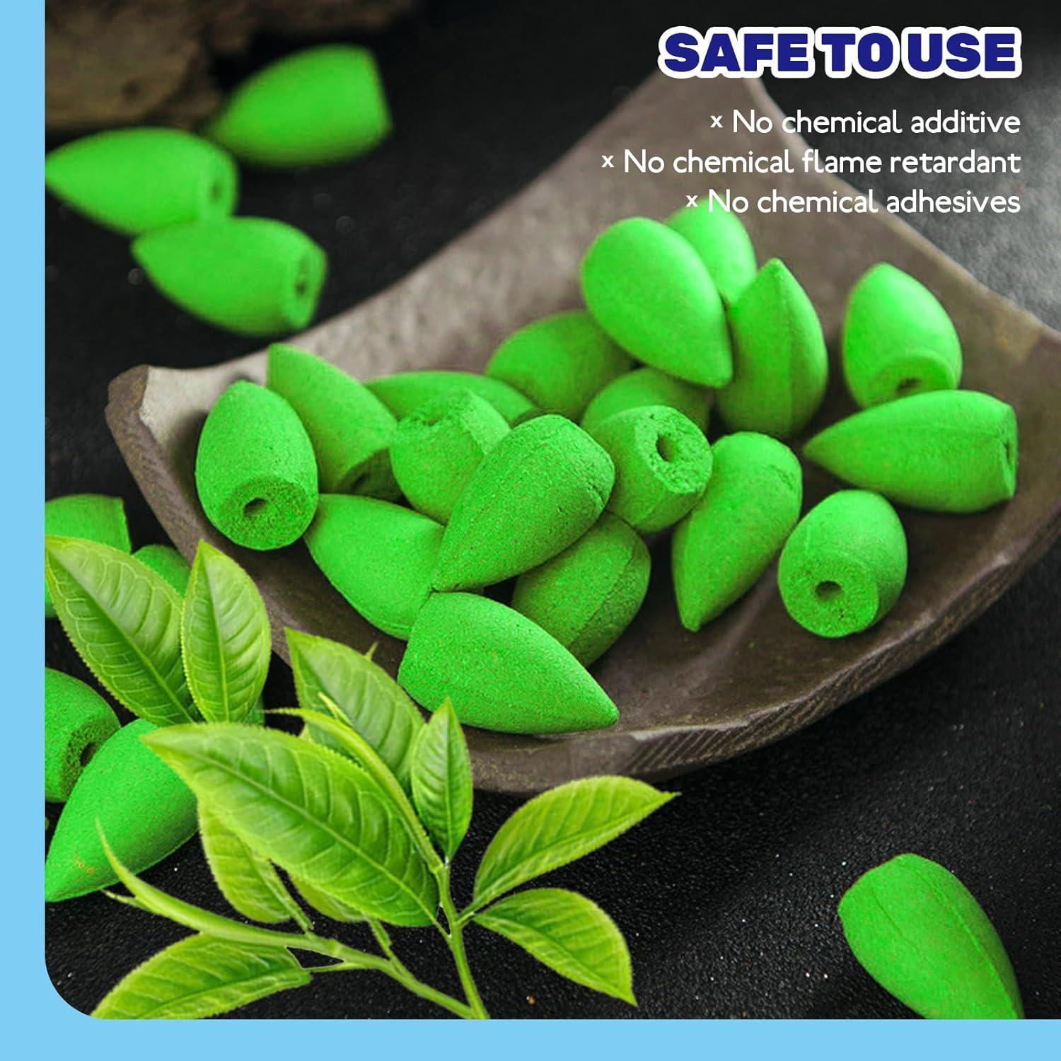 100 Conos de Incienso de Retroceso Waltool Sándalo Verde 7.1cm