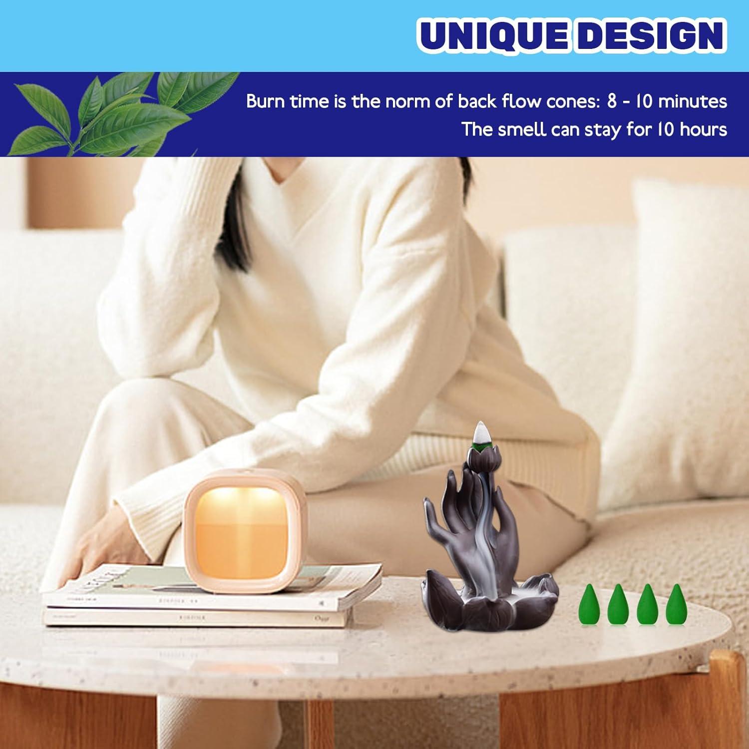 100 Conos de Incienso de Retroceso Waltool Sándalo Verde 7.1cm