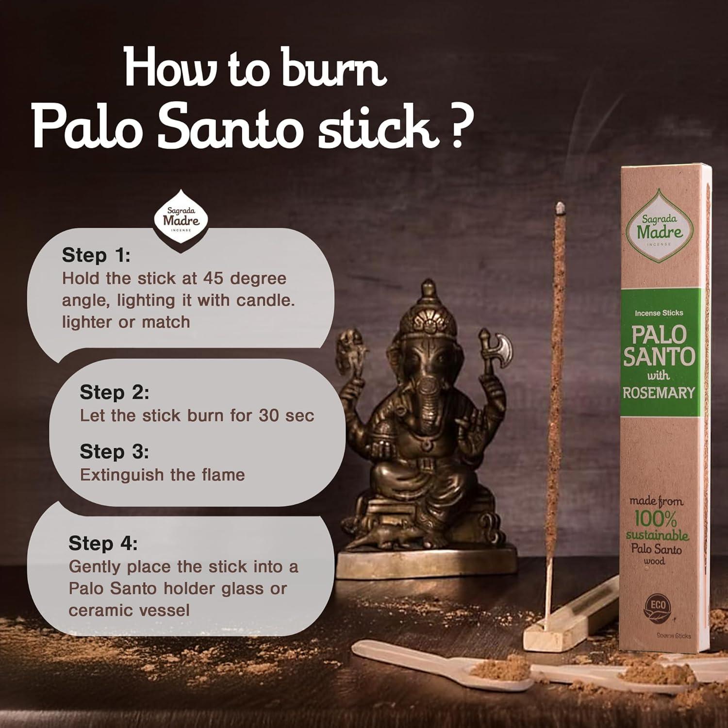 Varitas de Incienso Palo Santo Sagrada Madre 8pcs 23cm Ecológicas