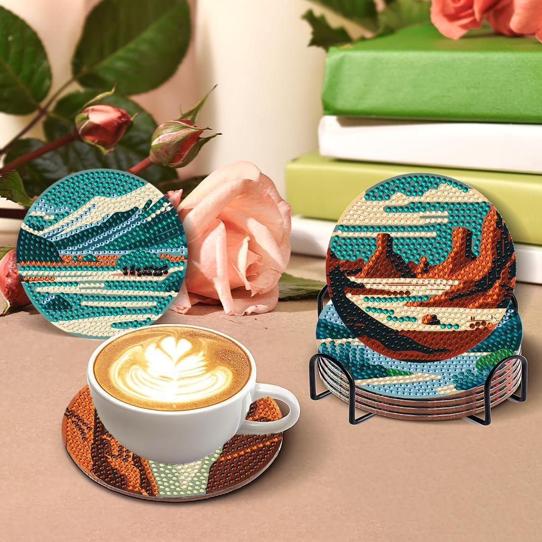 Kit de 8 Posavasos de Diamante DOTZSO con Soporte