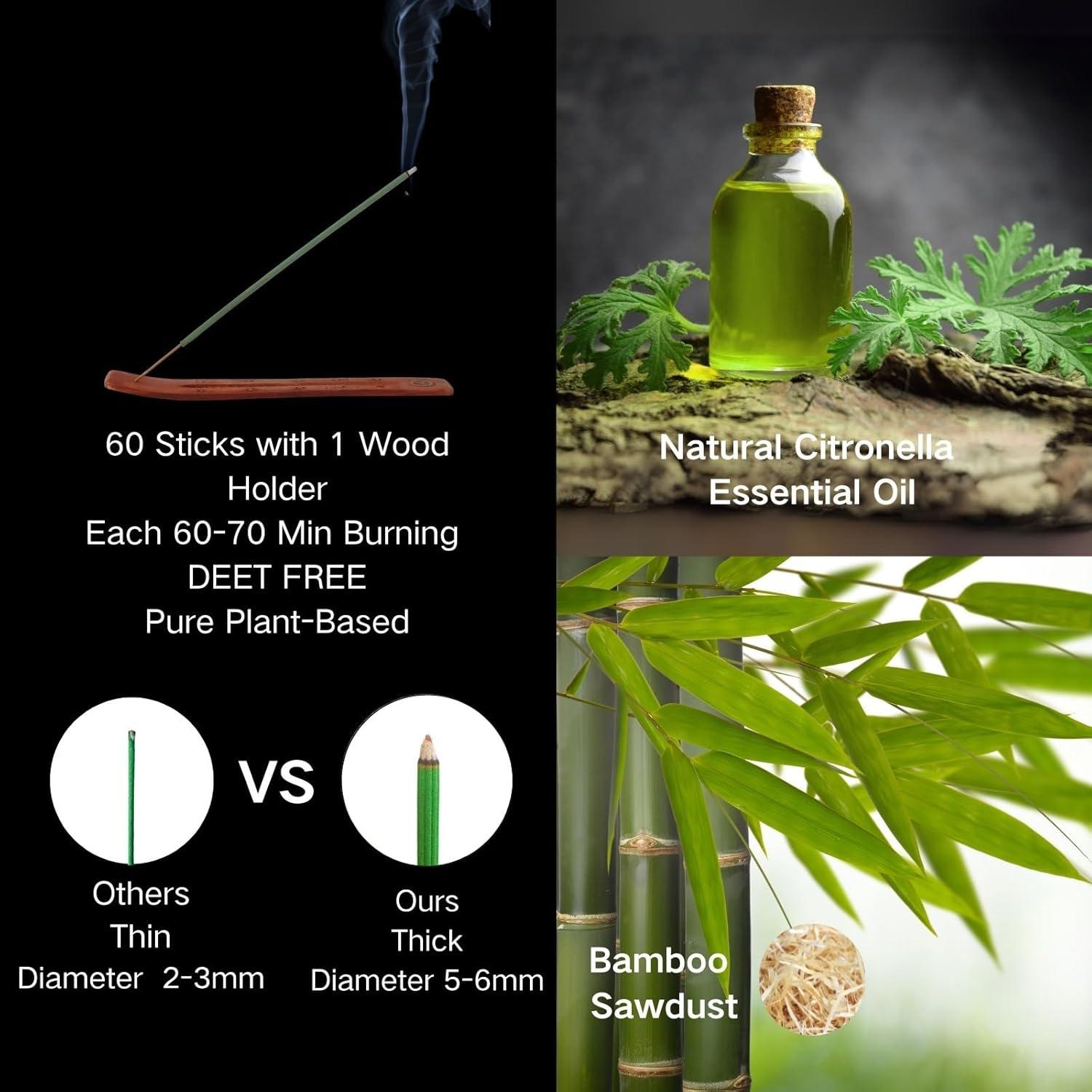 Varitas de Incienso de Citronela Genzers 60 Pcs Jumbo 27 cm