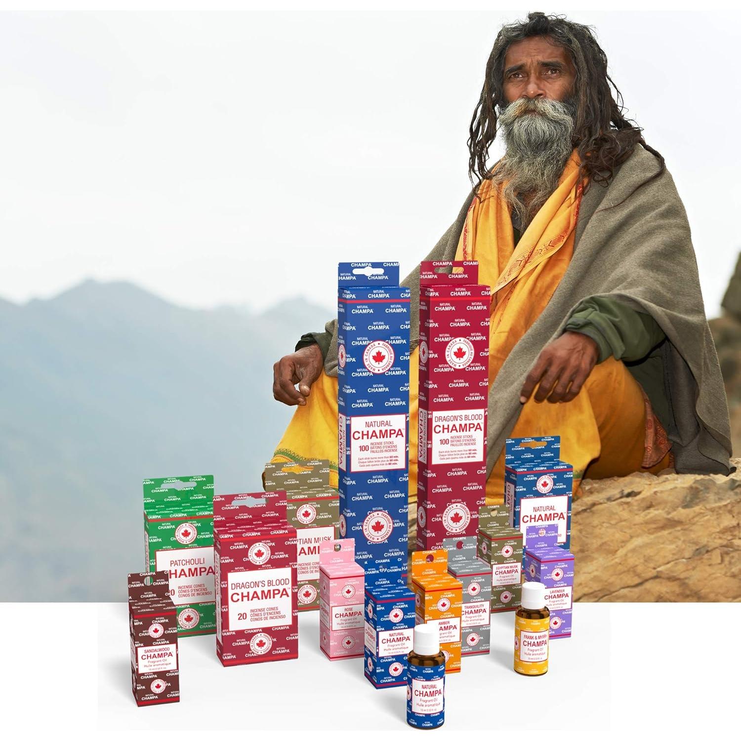 Incienso Natural Champa Patchouli 100 Varitas 11" Aroma Duradero