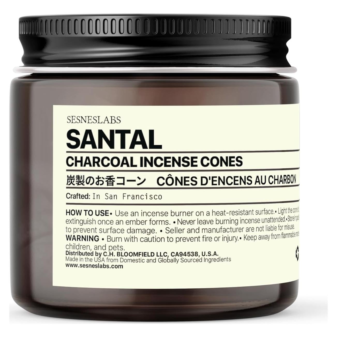 Conos de Incienso de Carbón Santal Sesneslabs 6oz