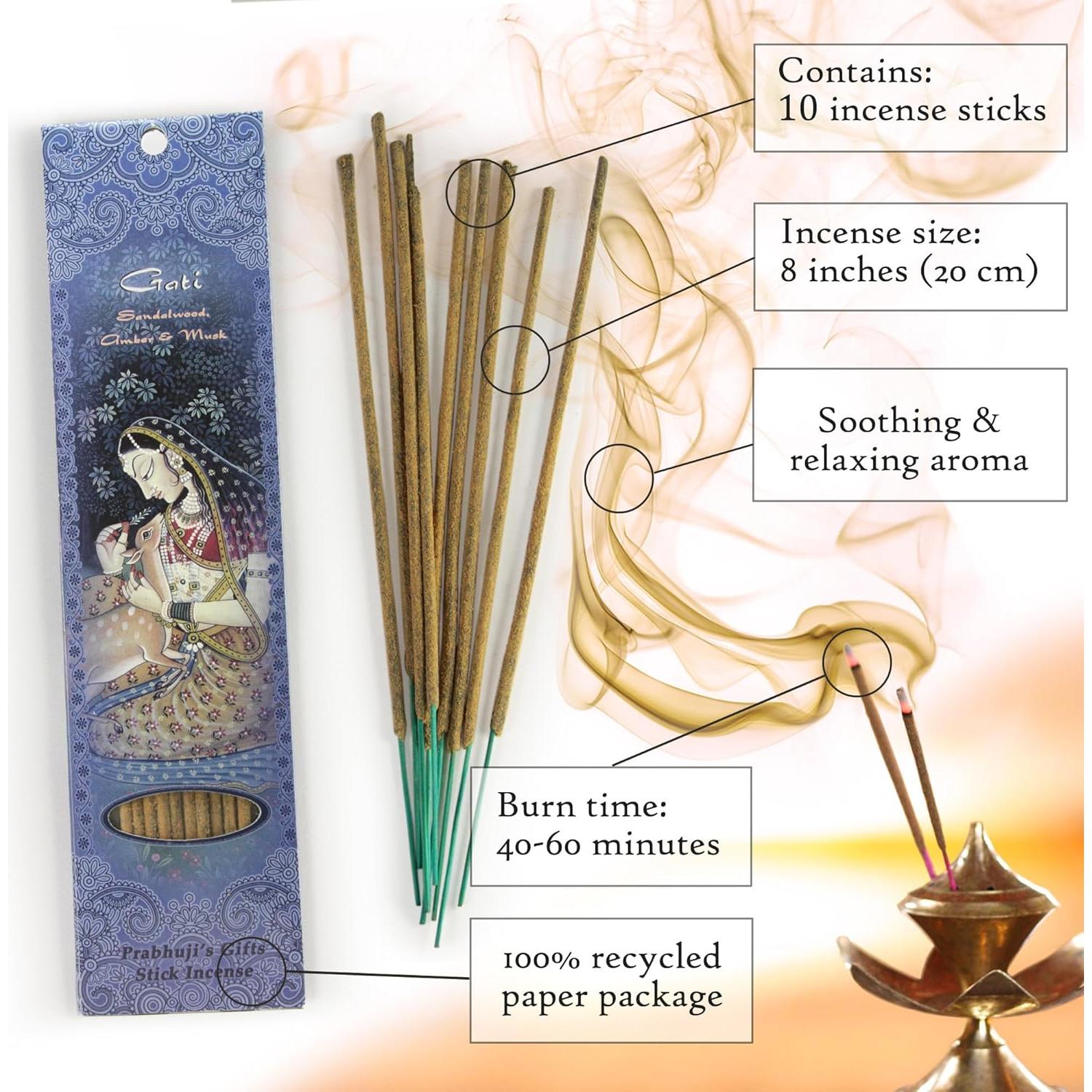 Varitas de Incienso Hechas a Mano Regalos de Prabhuji - Sándalo