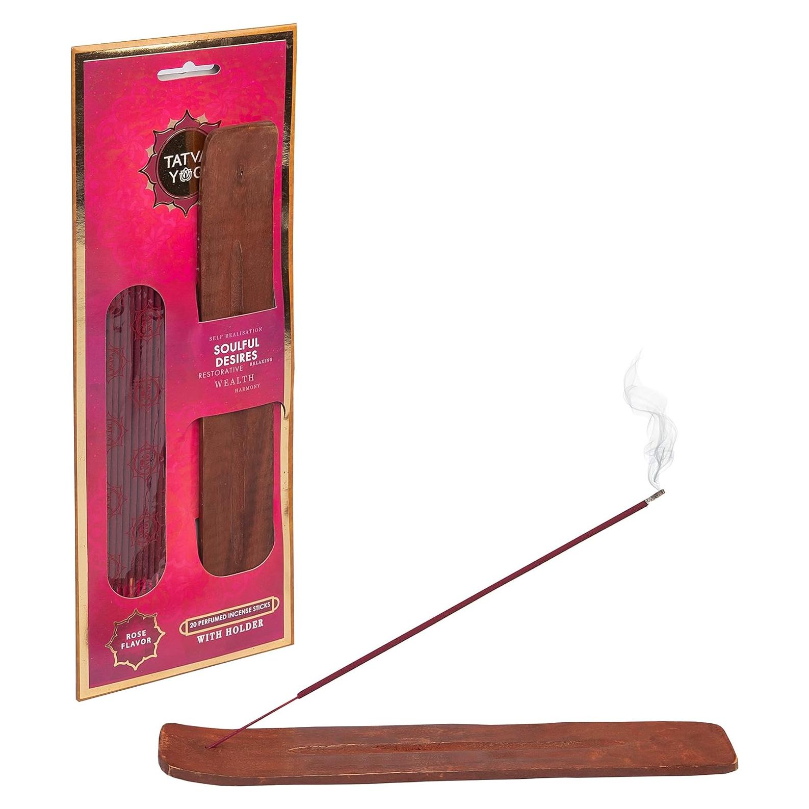 20 Varitas de Incienso Perfumadas Tatva Yog - Sándalo, Rosa, Jazmín