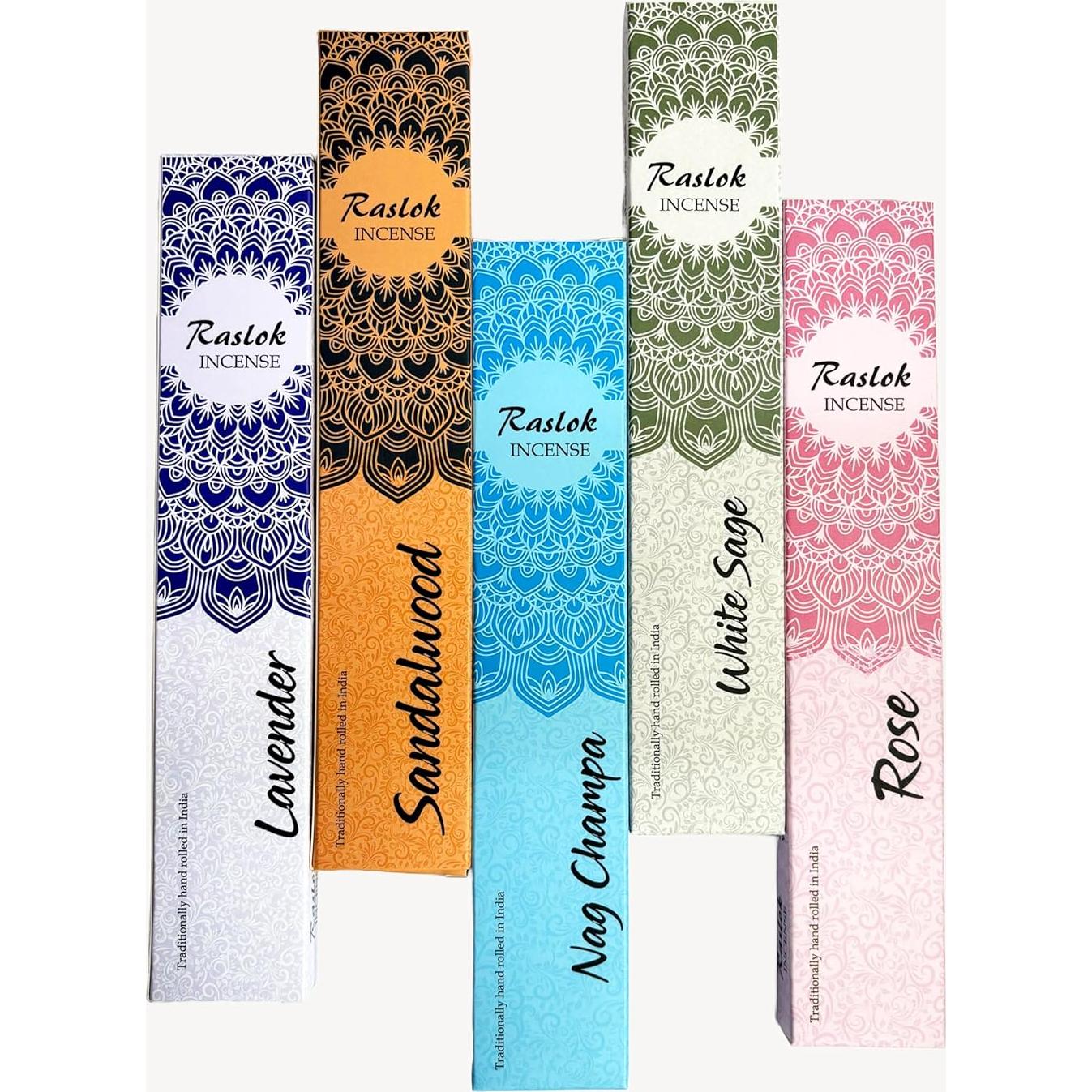 Incienso Natural Raslok - 5 Varillas de 15g Aromas Mezclados