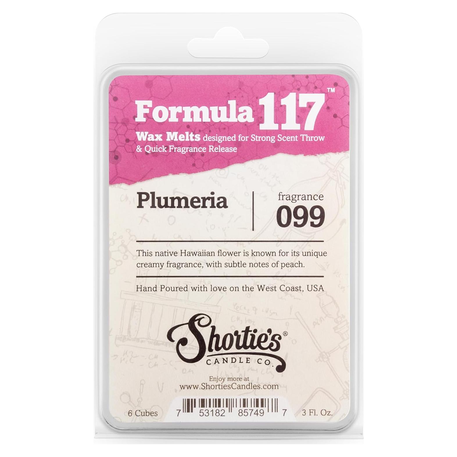 Cera Aromatizada Plumeria Shortie's Candle 85g - Hecho en EE. UU.