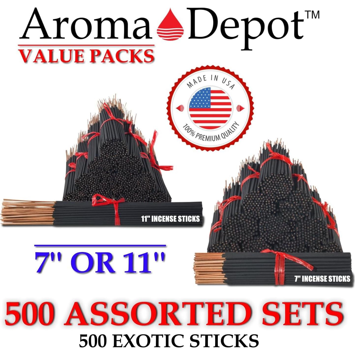 Conjunto de Incienso Aroma Depot 11" - 500 Varitas Variadas