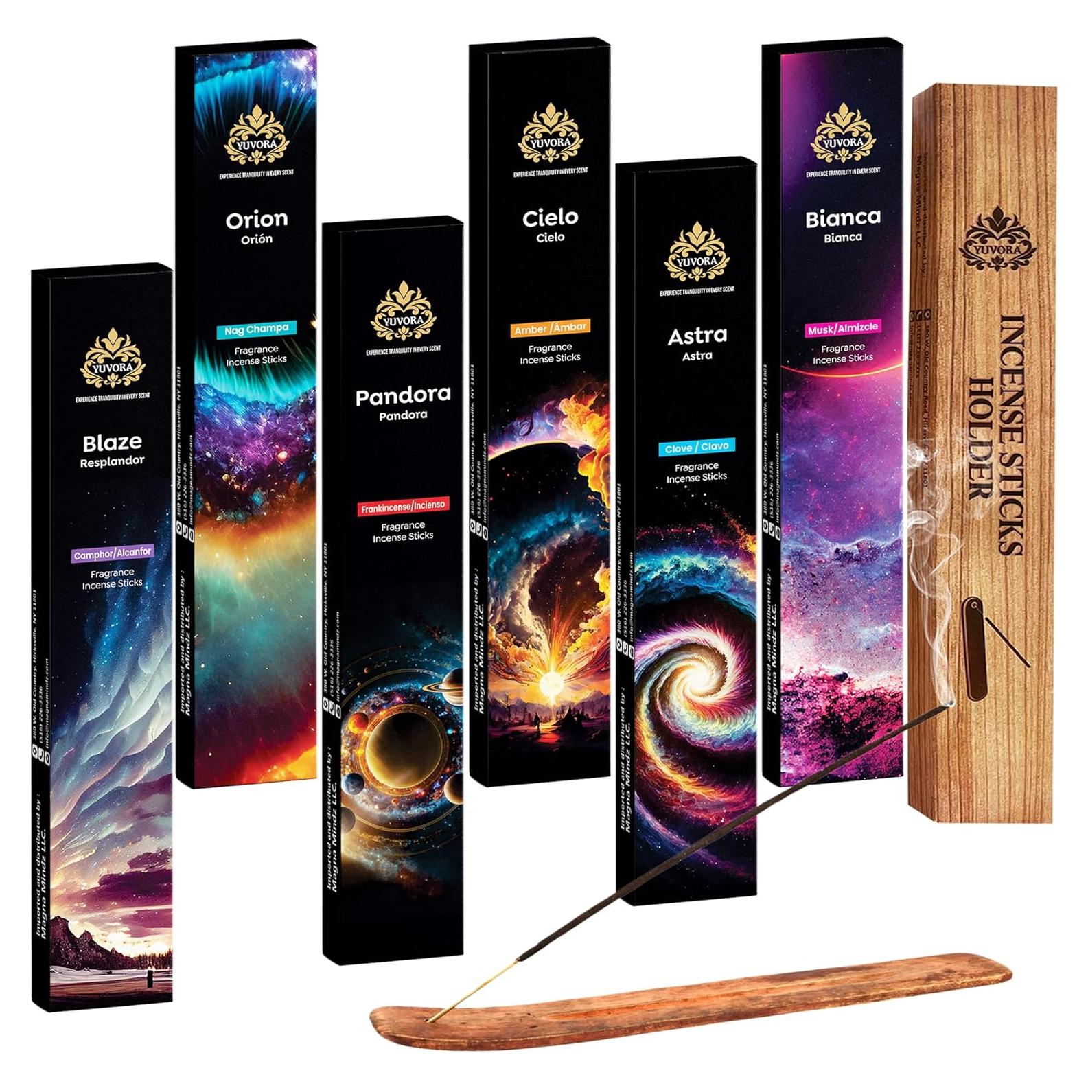 Juego de 120 Varitas de Incienso Naturales Yuvora - 6 Aromas