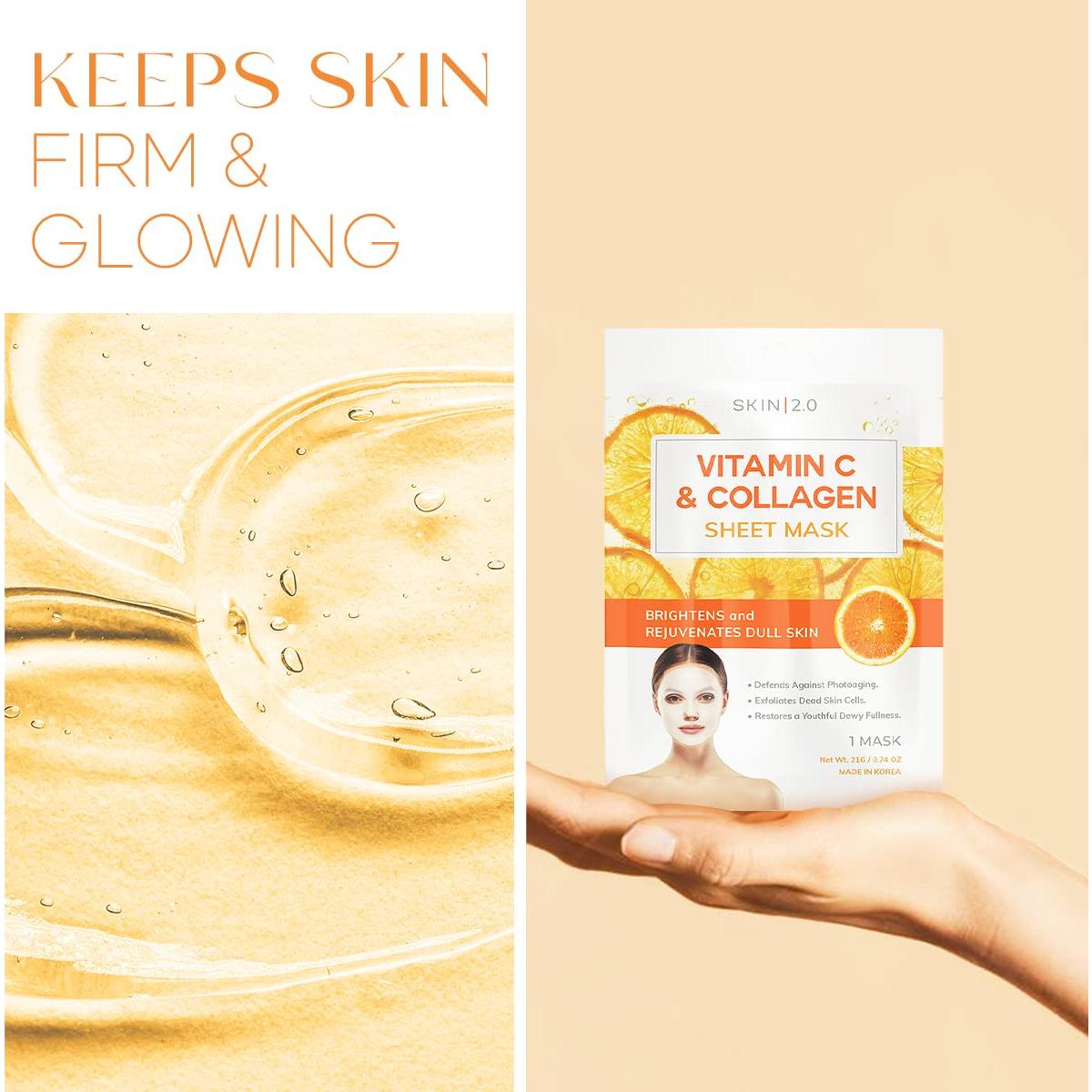 Mascarilla Facial Skin 2.0 Vitamina C y Colágeno - 5 Piezas