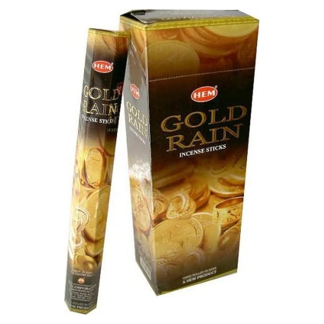 Incienso HEM Lluvia Dorada - Caja 6 Tubos 20g