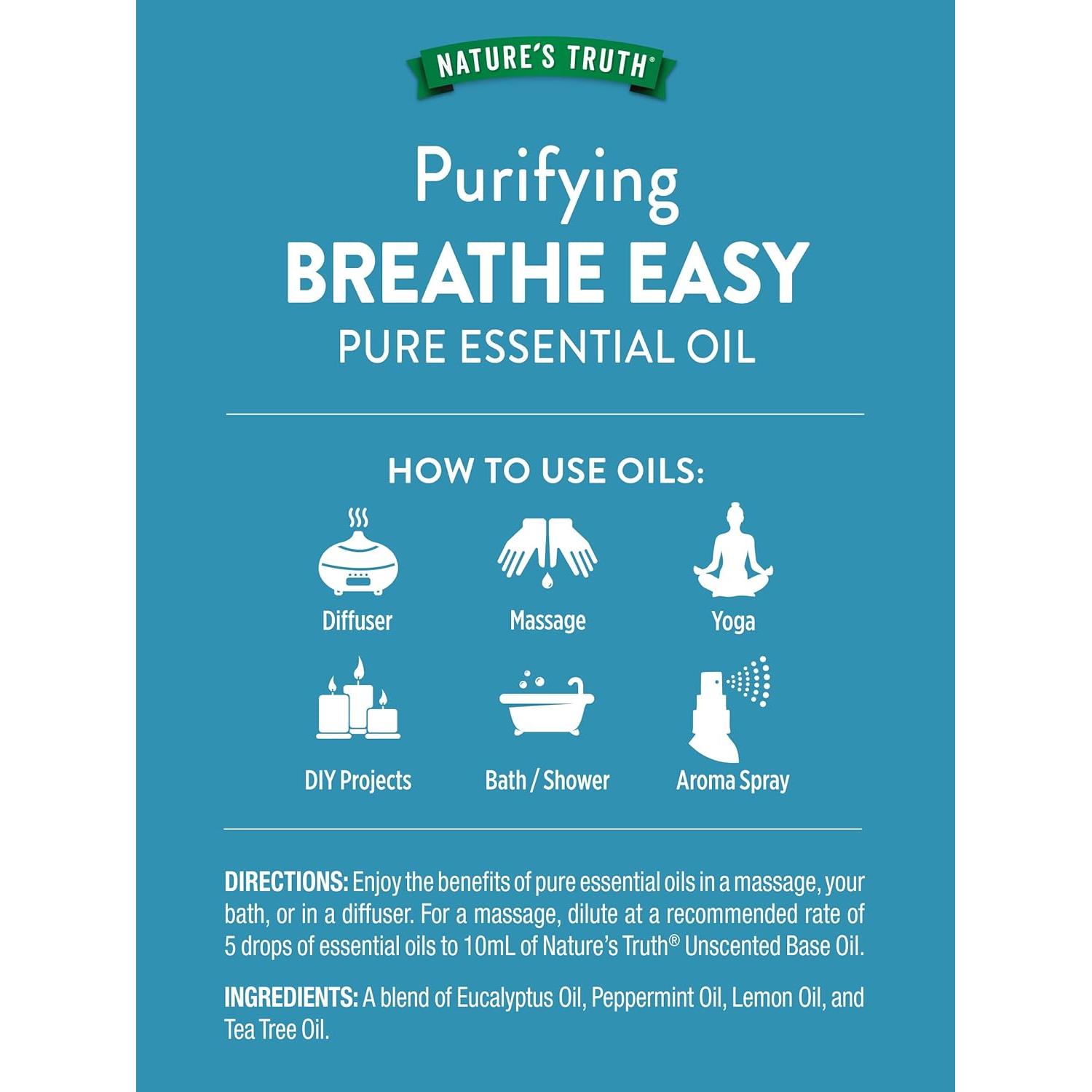 Aceite Esencial Breathe Easy Nature's Truth 15 mL Eucalipto Menta