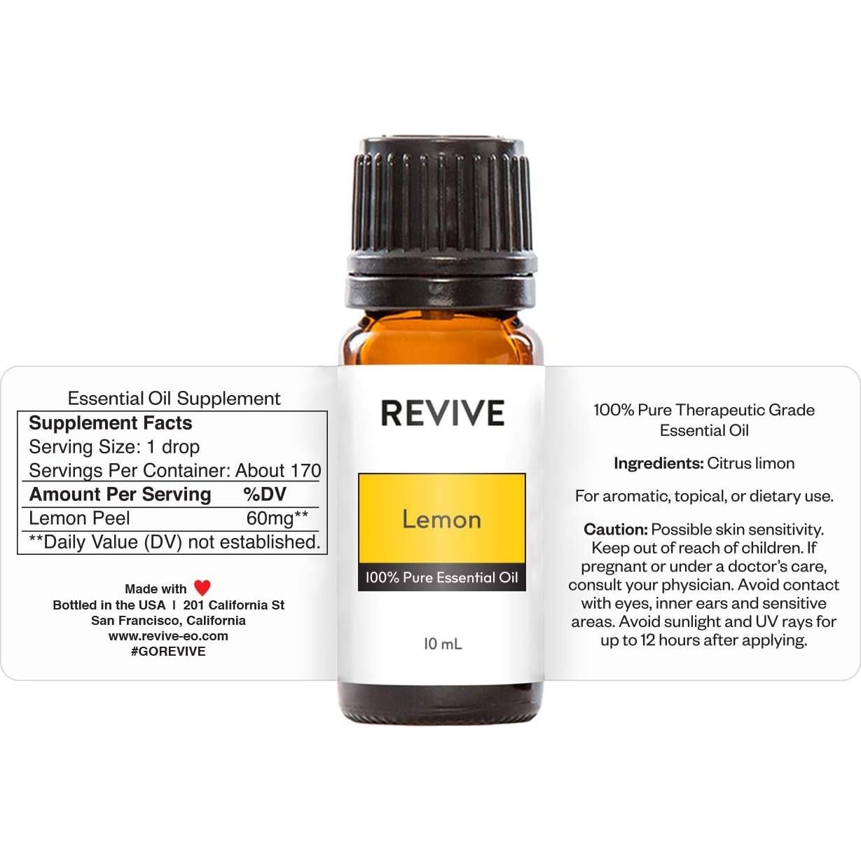 Aceite Esencial de Limón REVIVE 9.86 ml - 100% Puro Grado Terapéutico