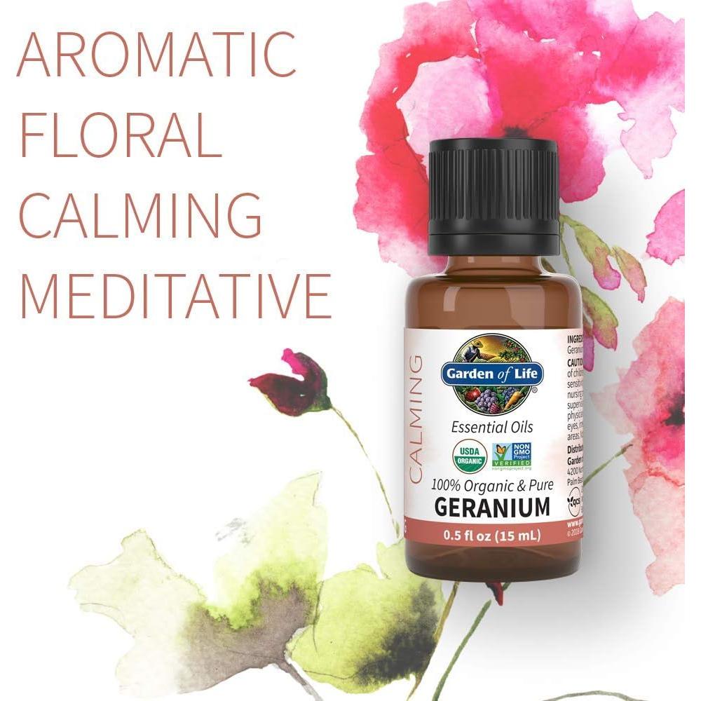 Aceite Esencial de Geranio 15 mL Jardín de la Vida 100% Orgánico