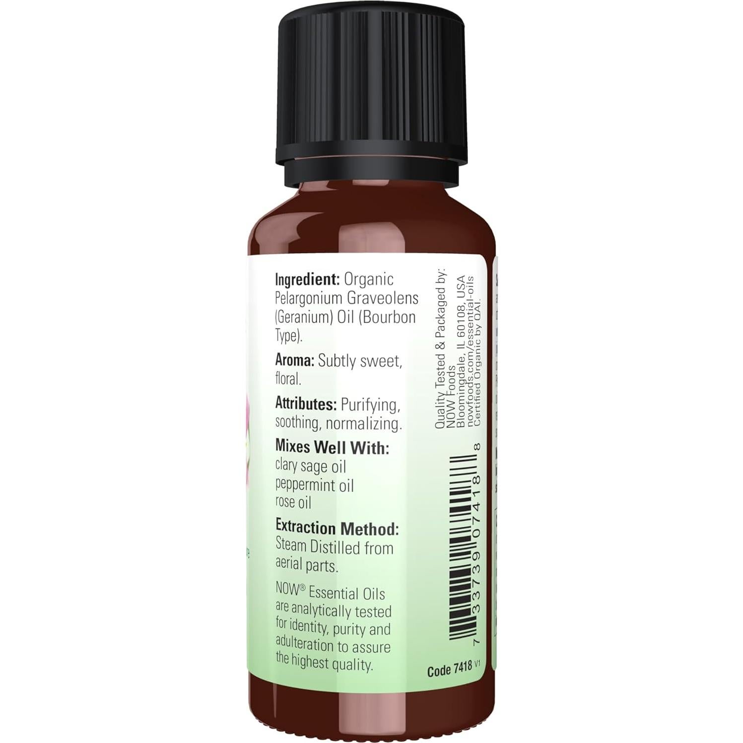 Aceite Esencial de Geranio NOW, Orgánico 100% Puro 28g