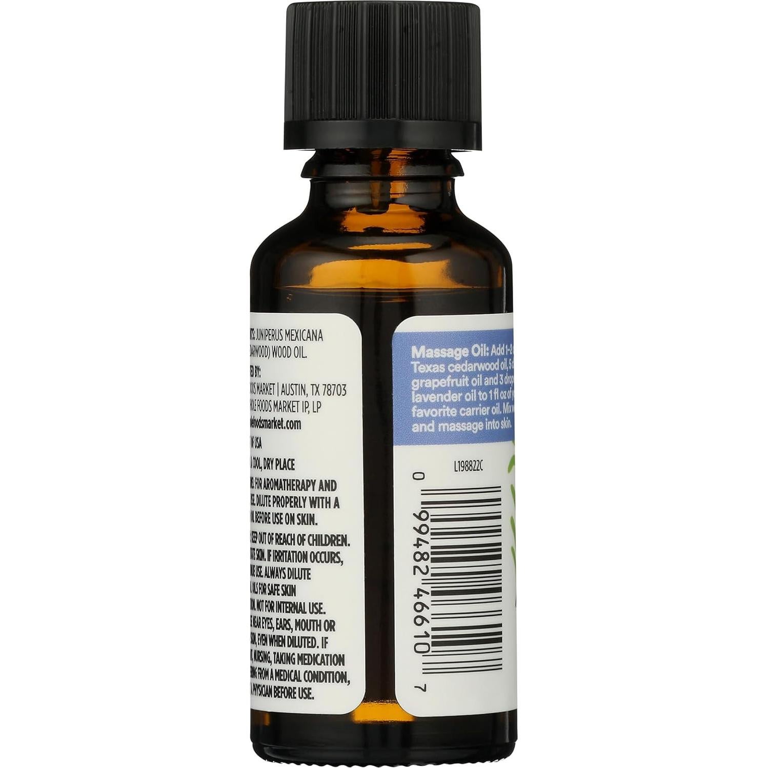 Aceite Esencial de Cedro de Texas 100% Puro Whole Foods 30ml