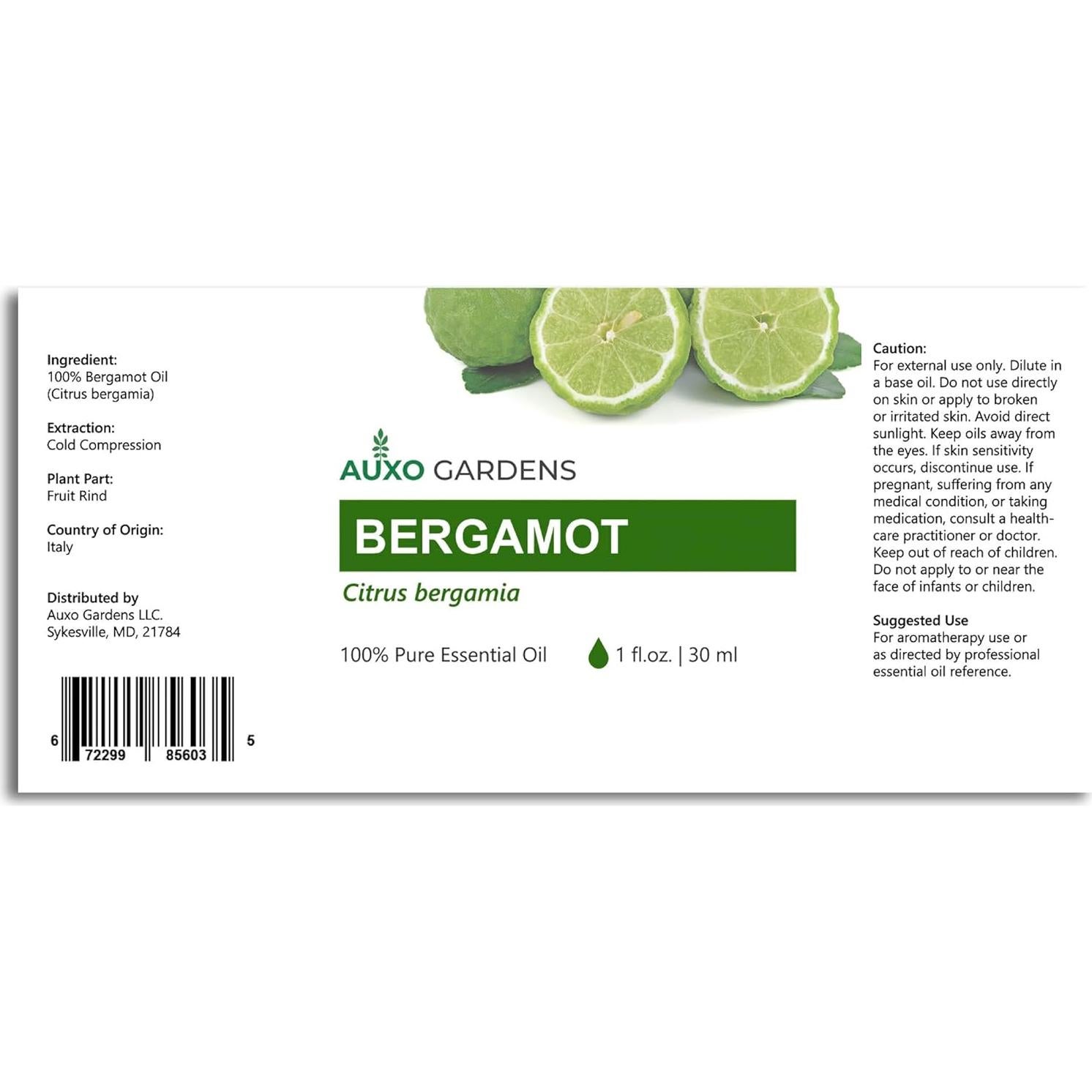 Aceite Esencial de Bergamota Auxo Gardens 30ml 100% Puro