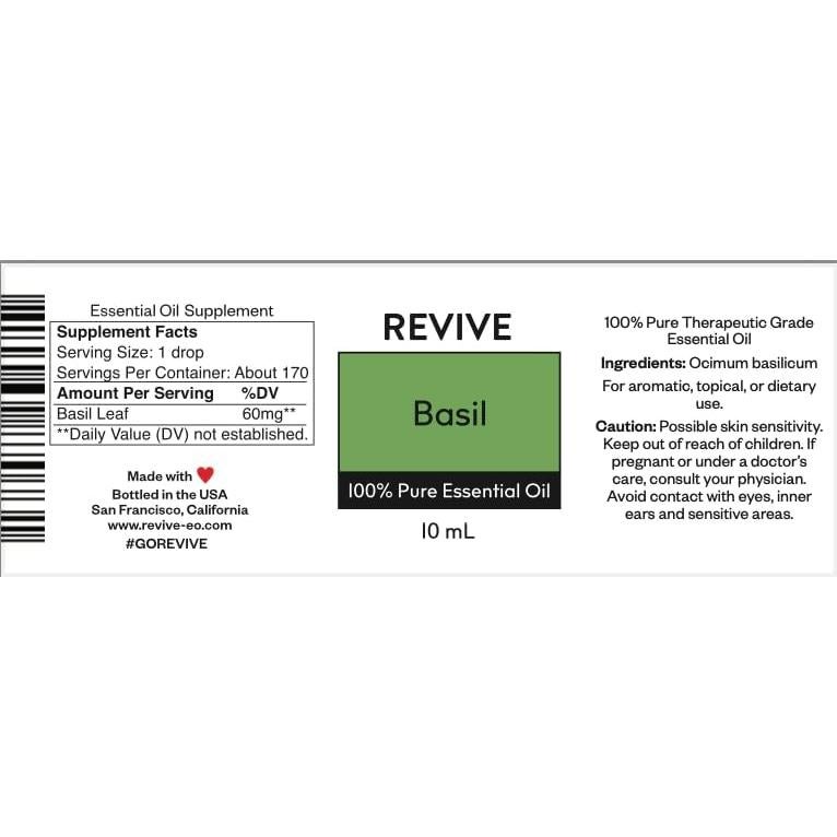 Aceite Esencial de Albahaca REVIVE - 100% Puro Grado Terapéutico 15ml