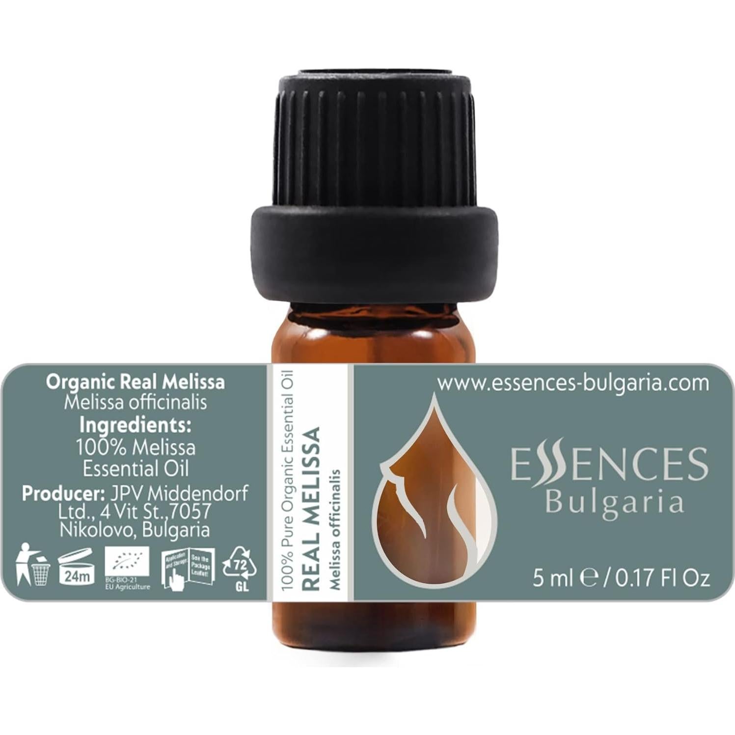 Aceite Esencial de Melissa Orgánico Essences Bulgaria 5ml 100% Puro