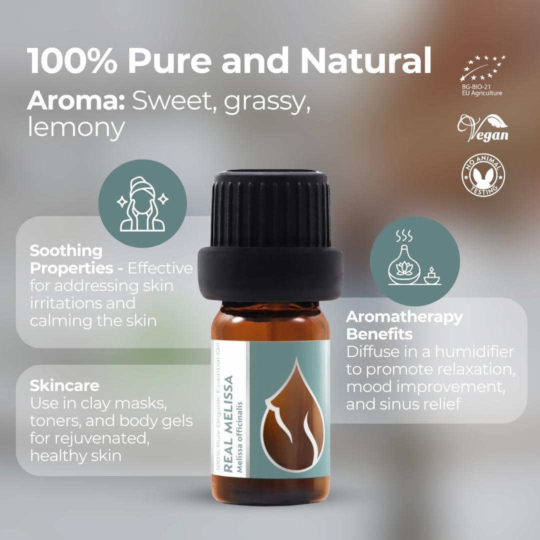 Aceite Esencial de Melissa Orgánico Essences Bulgaria 5ml 100% Puro