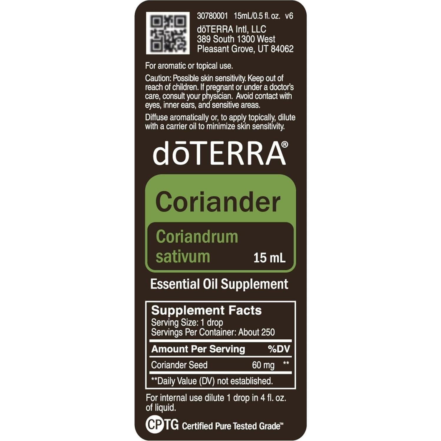 Aceite Esencial de Cilantro doTERRA 15 ml - Digestión y Relajación