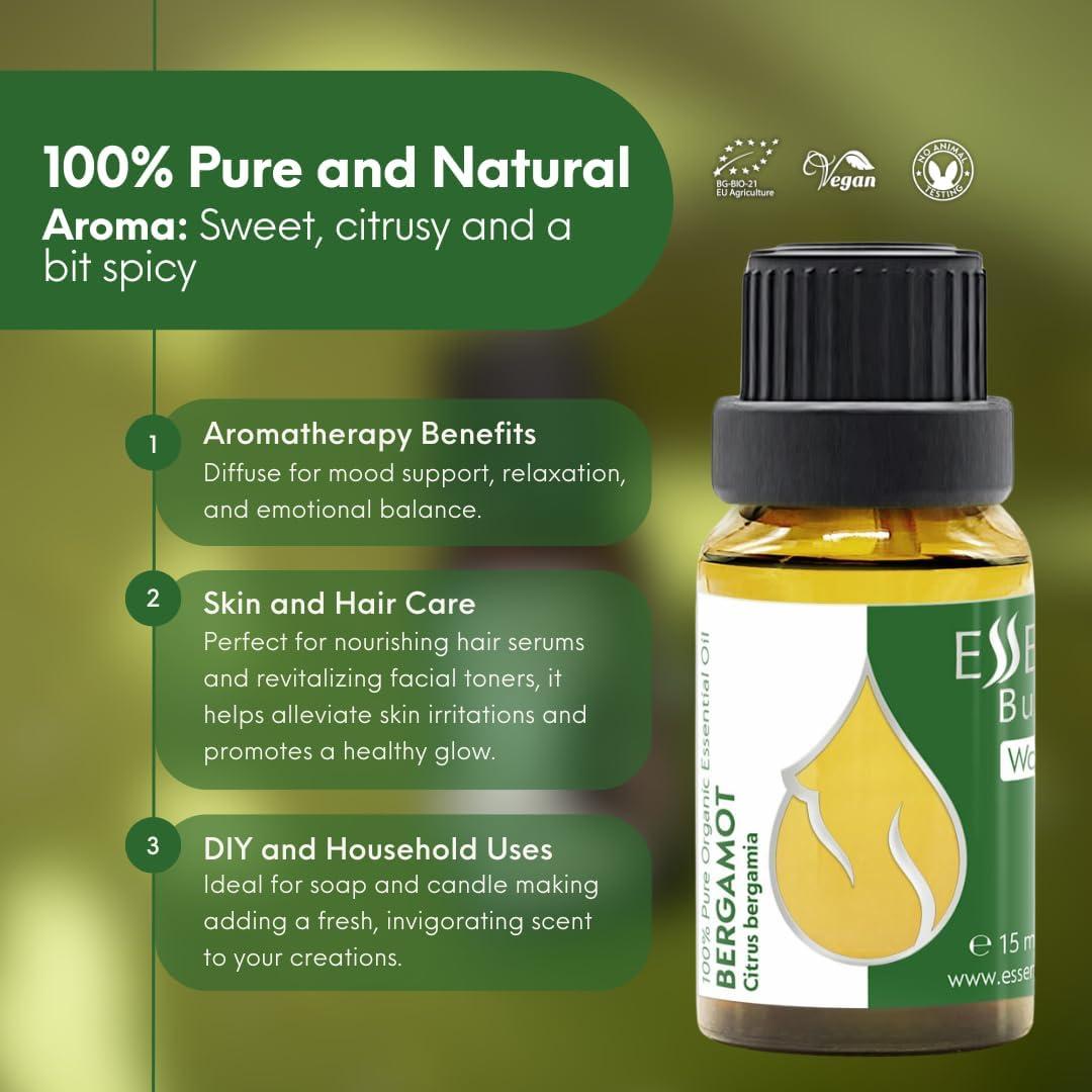 Aceite Esencial de Bergamota Orgánico Essences Bulgaria 15ml 100% Puro