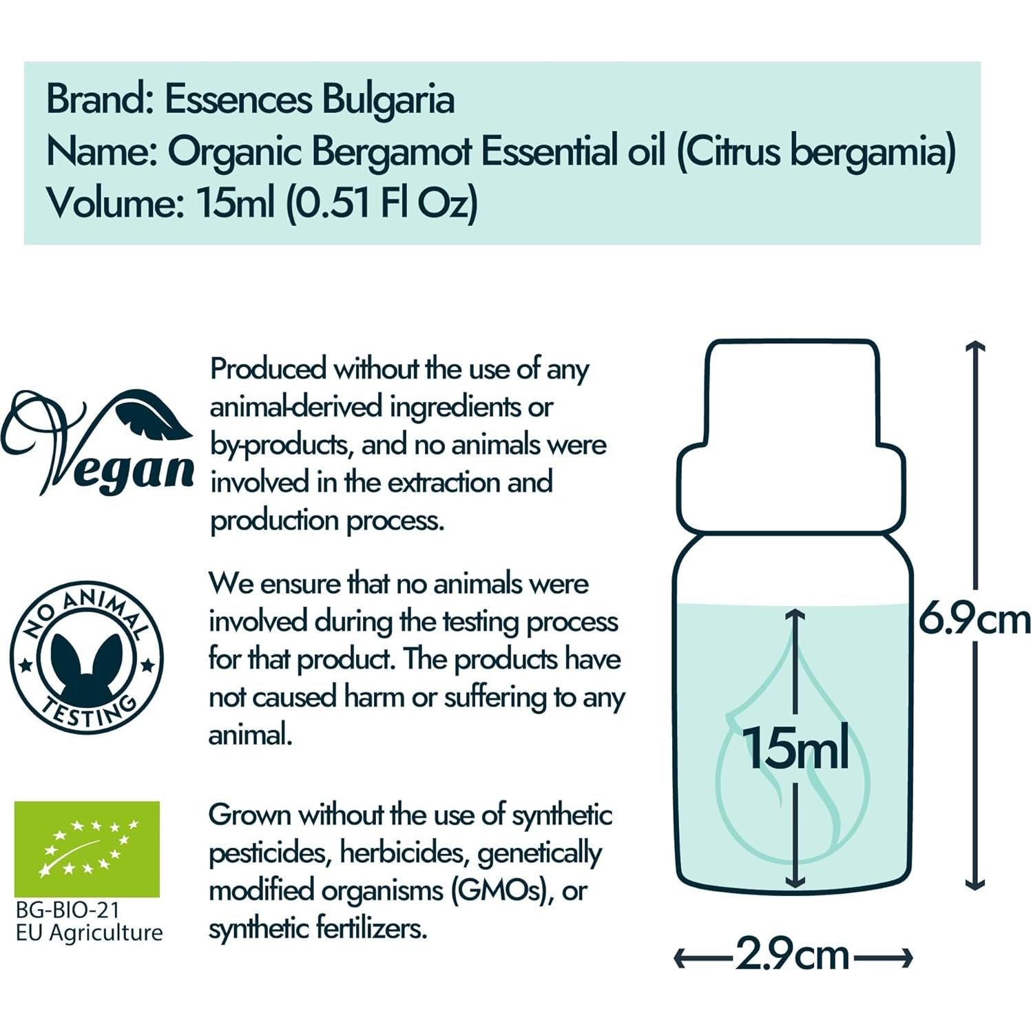 Aceite Esencial de Bergamota Orgánico Essences Bulgaria 15ml 100% Puro