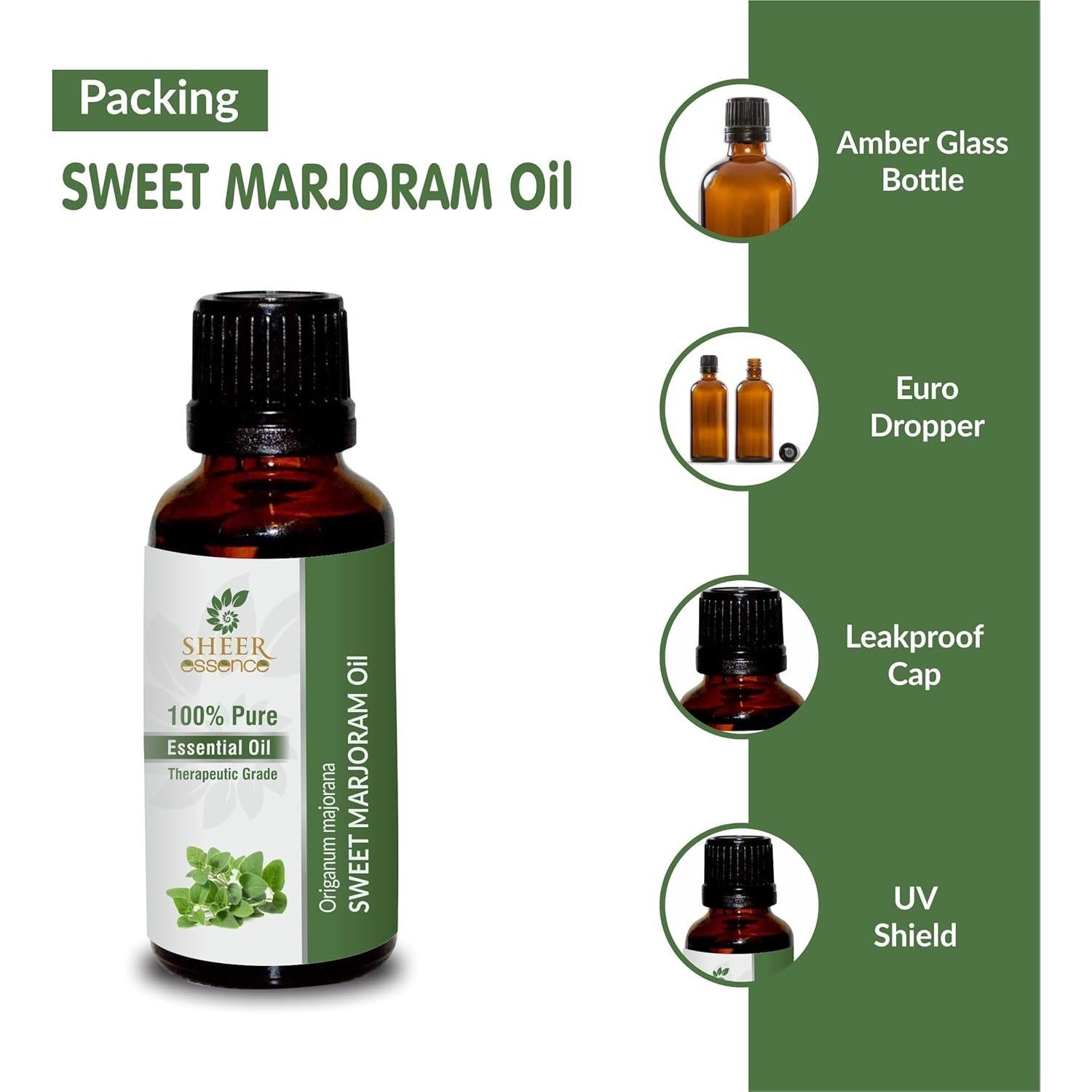 Aceite Esencial de Mejorana Dulce 15 ML 100% Puro Sheer Essence