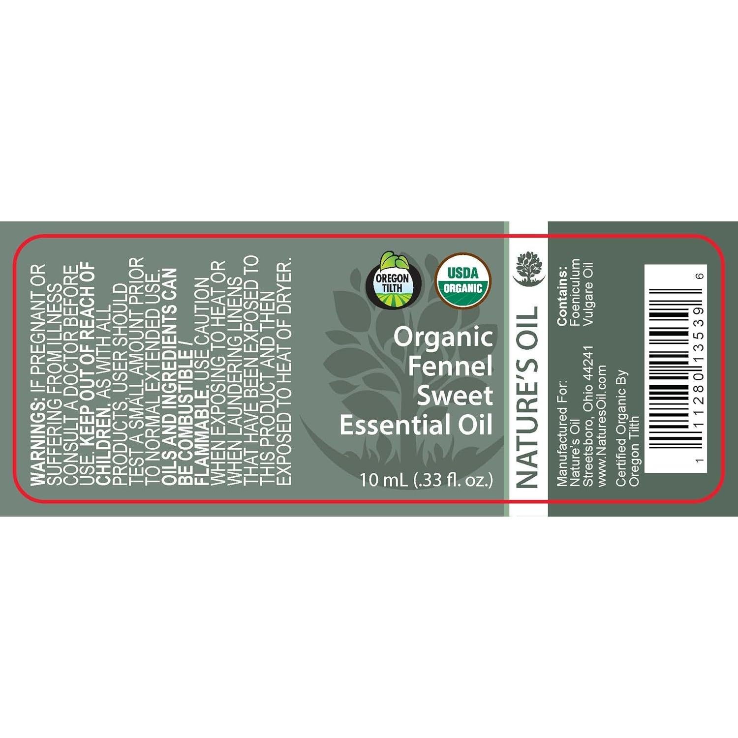 Aceite Esencial Orgánico de Hinojo Dulce Nature's Oil 10ml