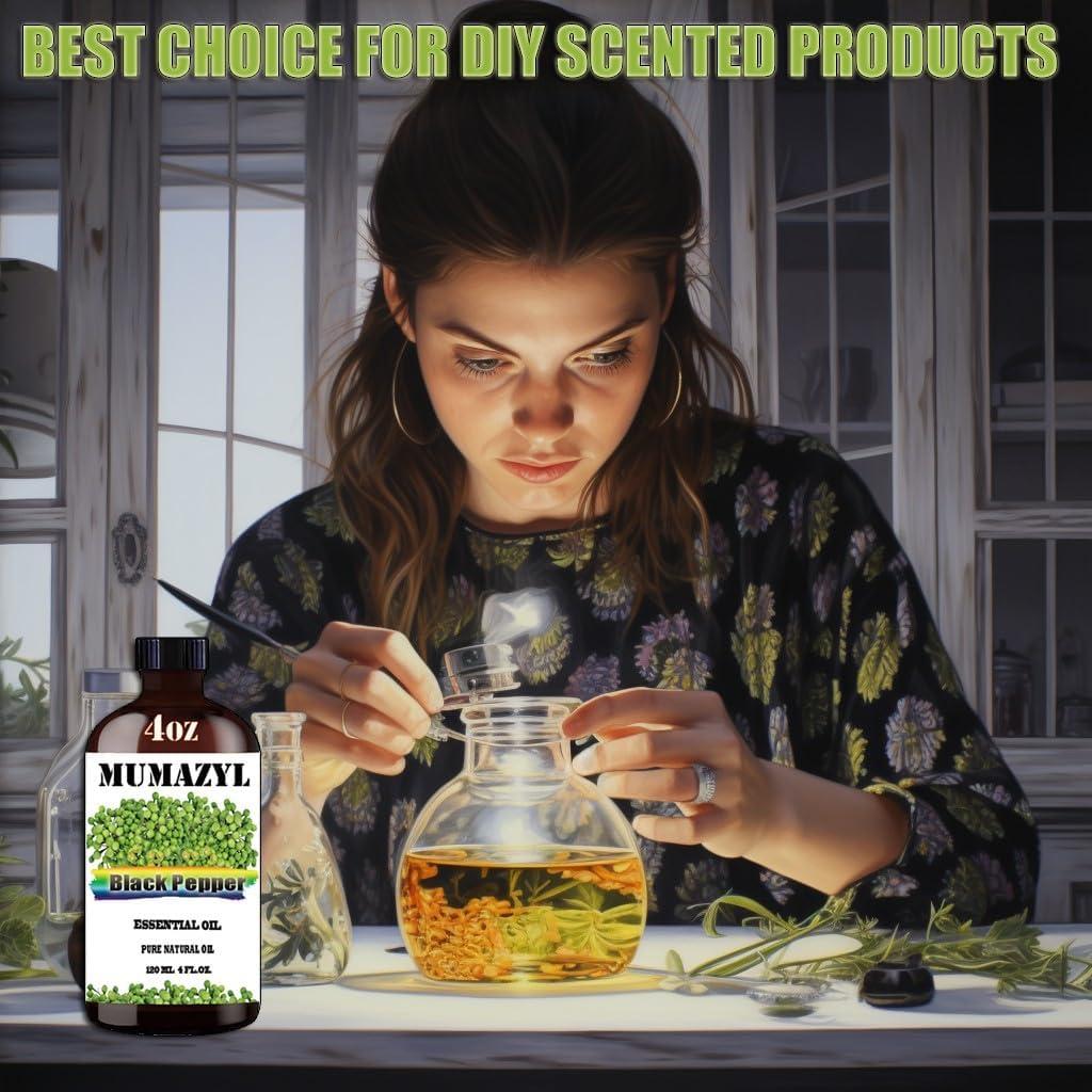 Black Pepper Essential Oil, Black Pepper Oil 4 Fl Oz 120ML for Diffuser Humidifier Yoga Cleaning DIY Candle Soap Making Essential Oils