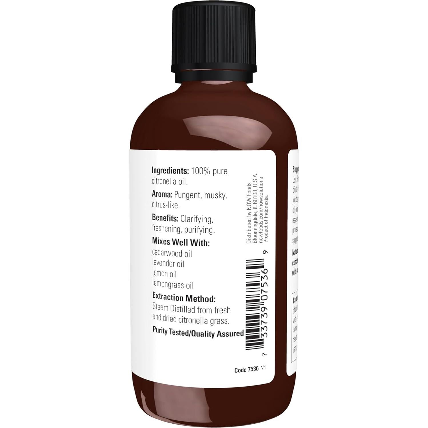 Aceite Esencial de Citronela NOW 118.3 ml 100% Puro Vegano