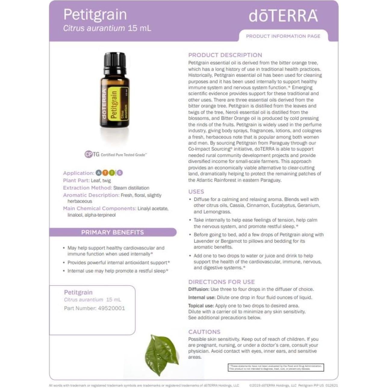 Aceite Esencial doTERRA Petitgrain 15 mL - Hidratante Capilar
