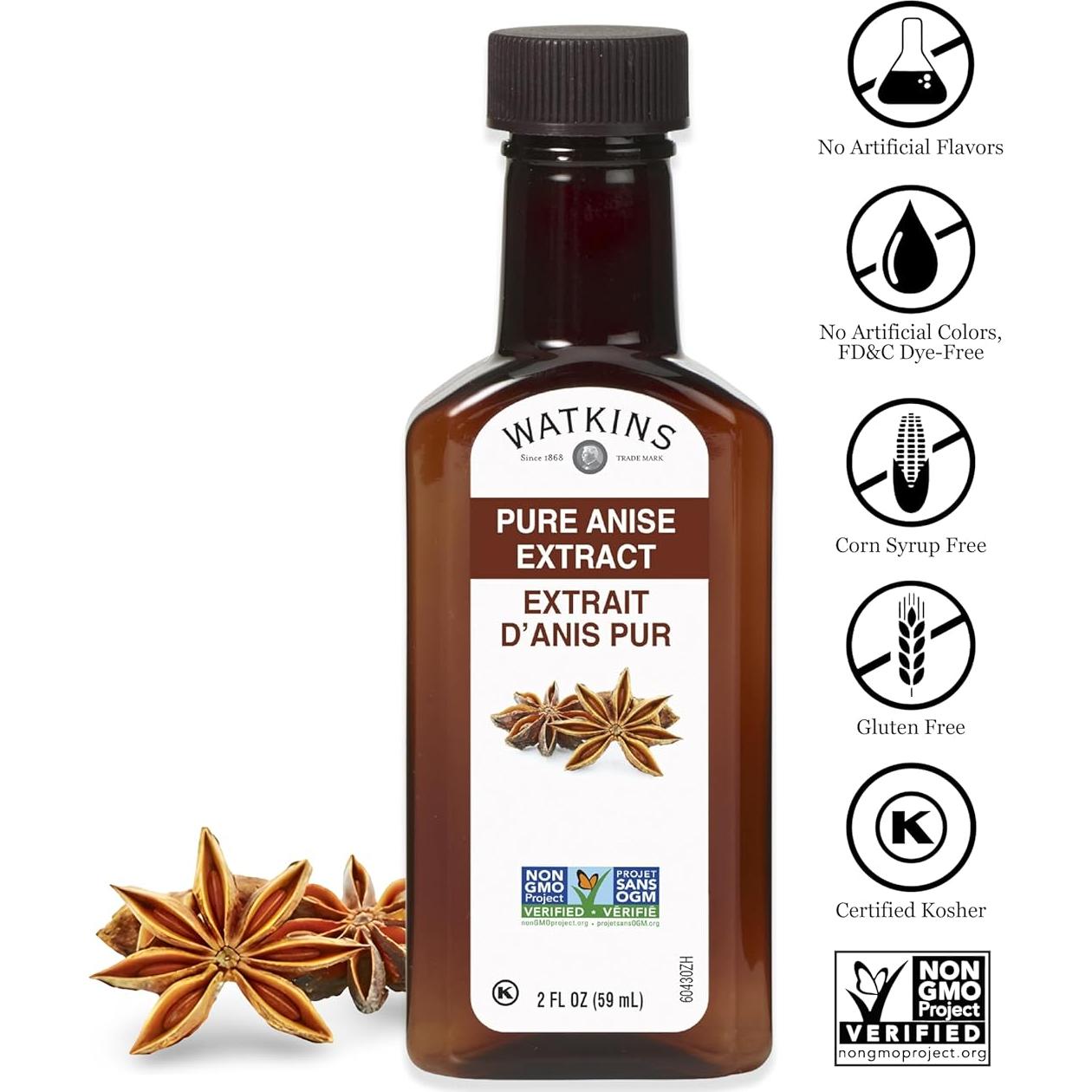 Extracto Puro de Anís Watkins 60 ml - Sin Gluten, Kosher