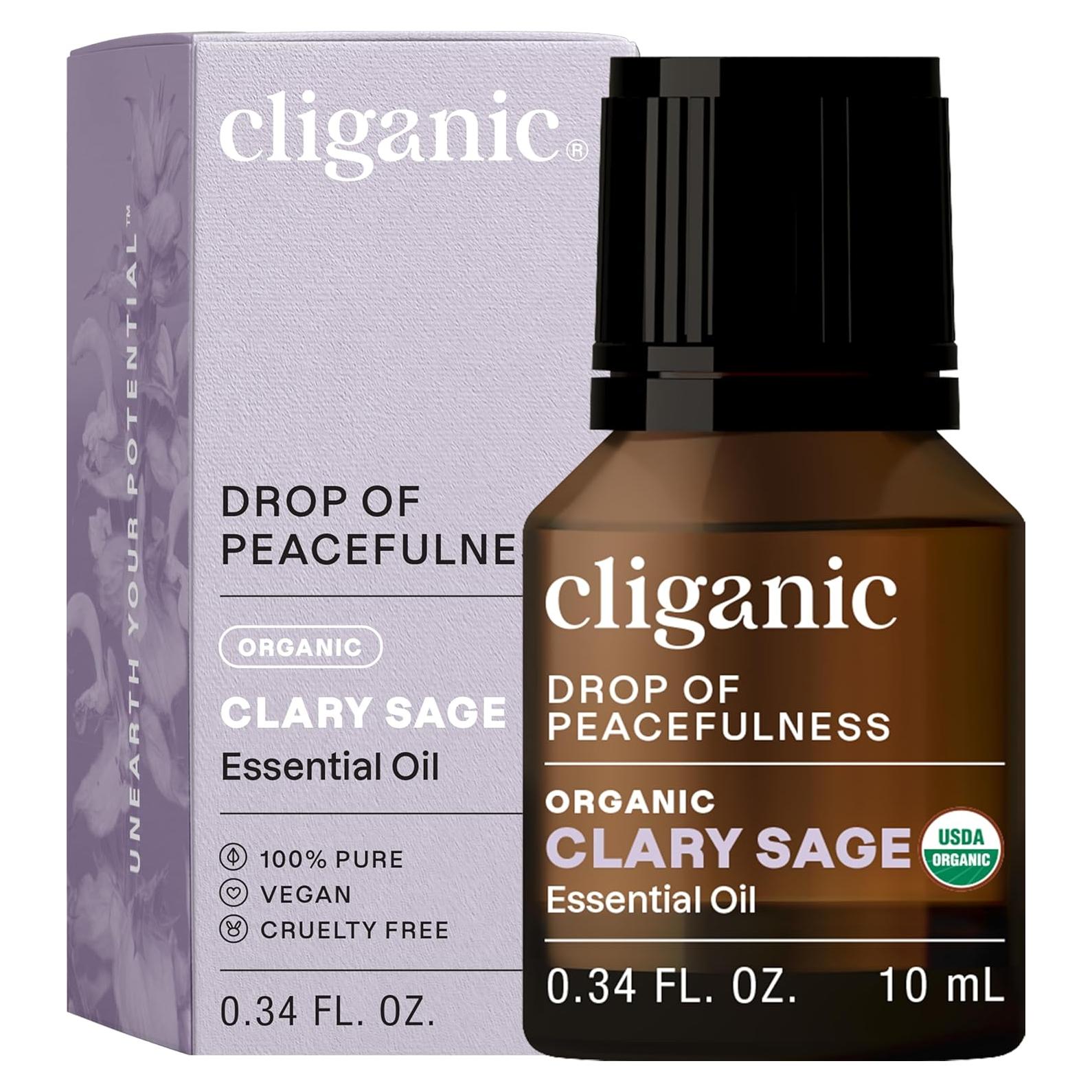 Aceite Esencial de Salvia Clary Cliganic 9.86 ml Orgánico Puro