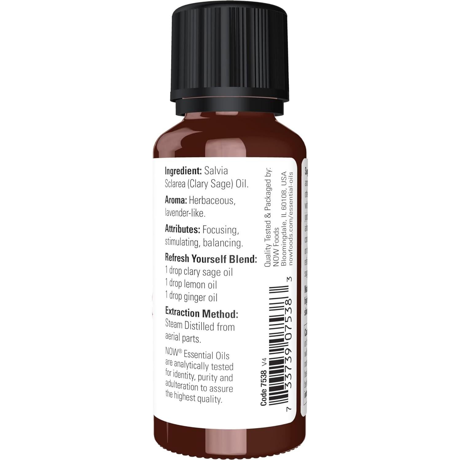 Aceite Esencial de Salvia Clara NOW 30 ml - 100% Puro y Vegano