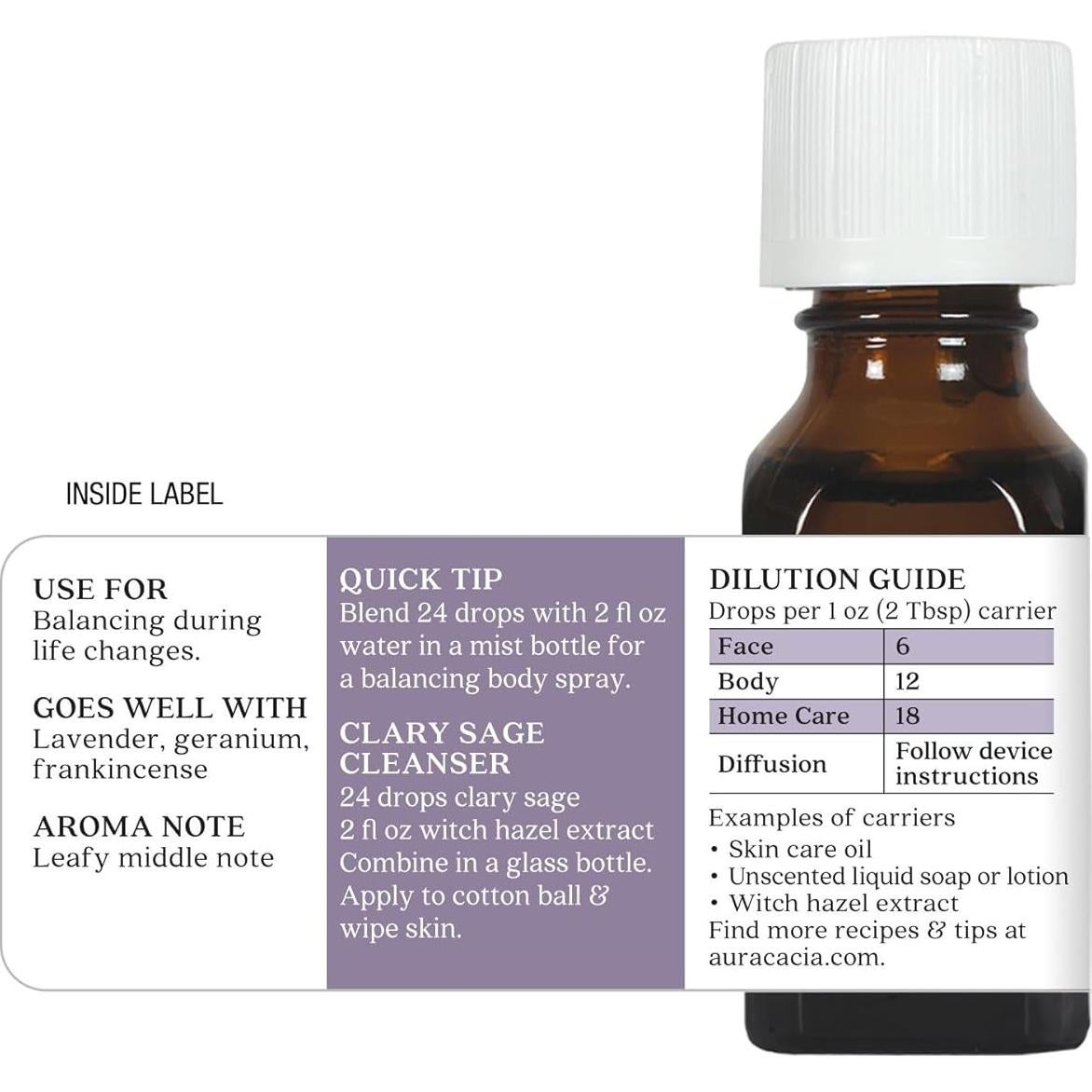 Aceite Esencial de Salvia Clary Aura Cacia 15 ml - Natural