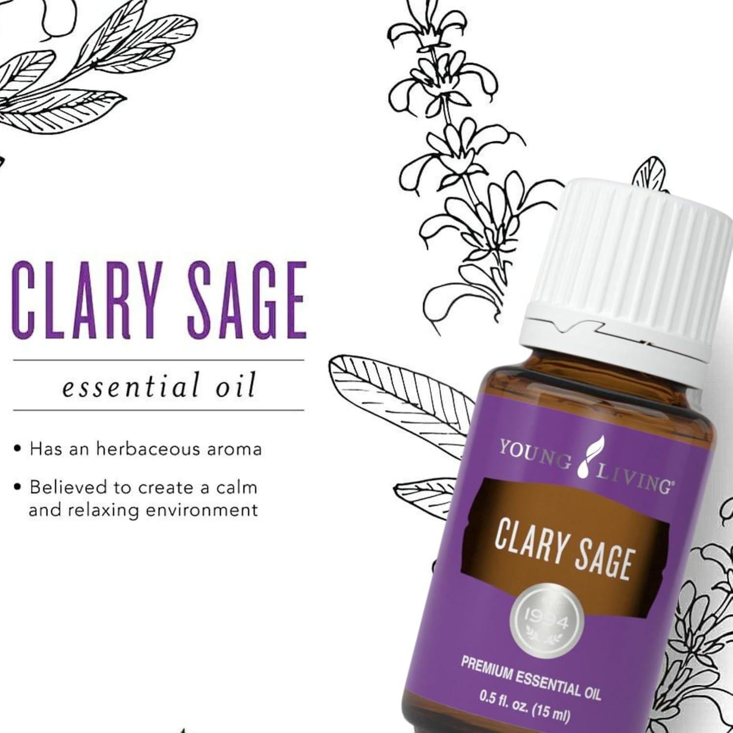 Aceite Esencial de Salvia Clary Young Living 15 ml - Aromaterapia Femenina