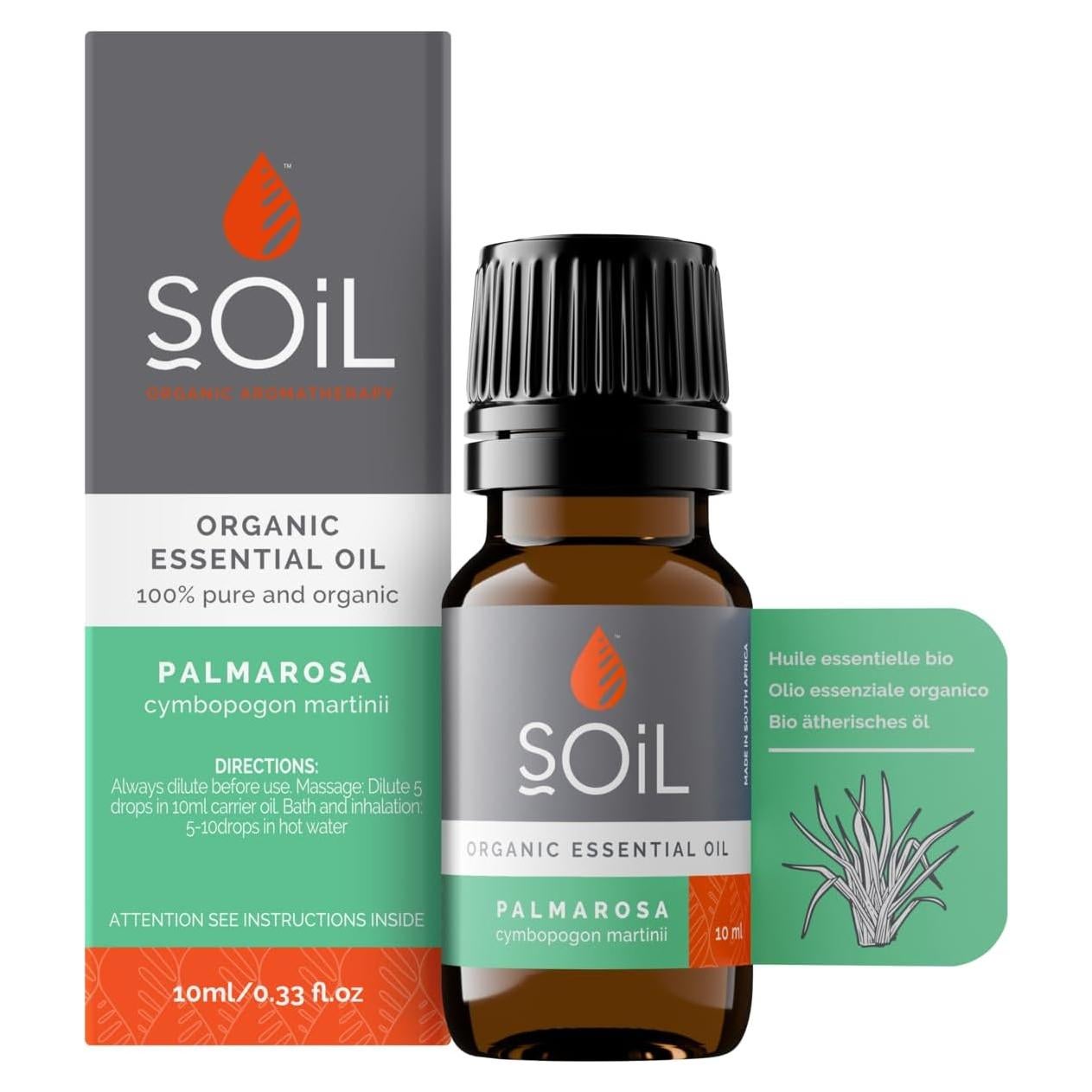 Aceite Esencial de Palmarosa SOiL 10ml - Orgánico y Puro