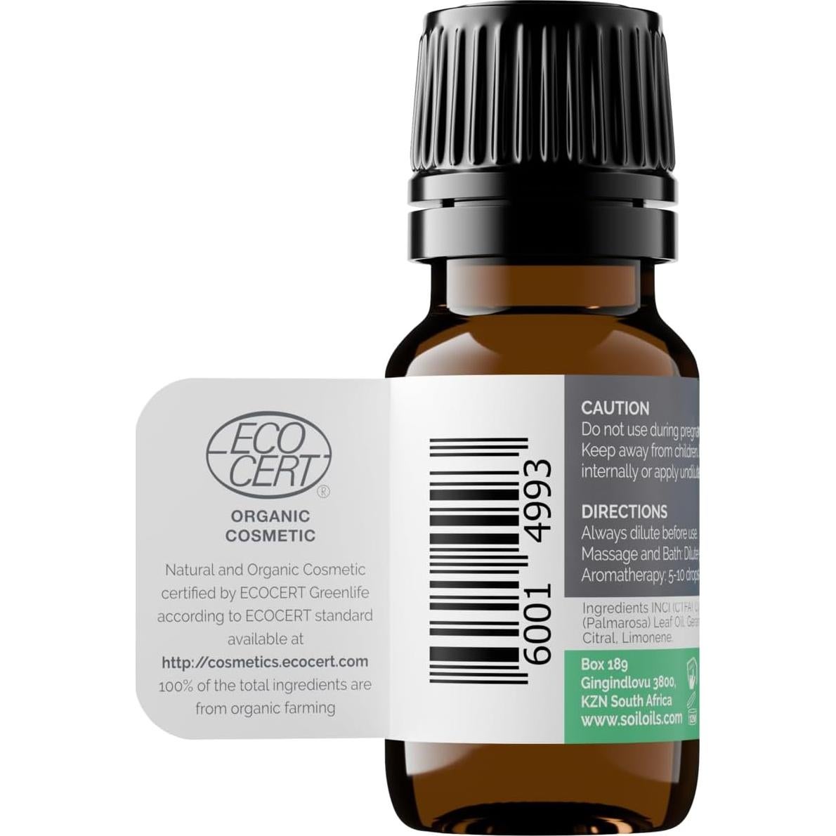 Aceite Esencial de Palmarosa SOiL 10ml - Orgánico y Puro
