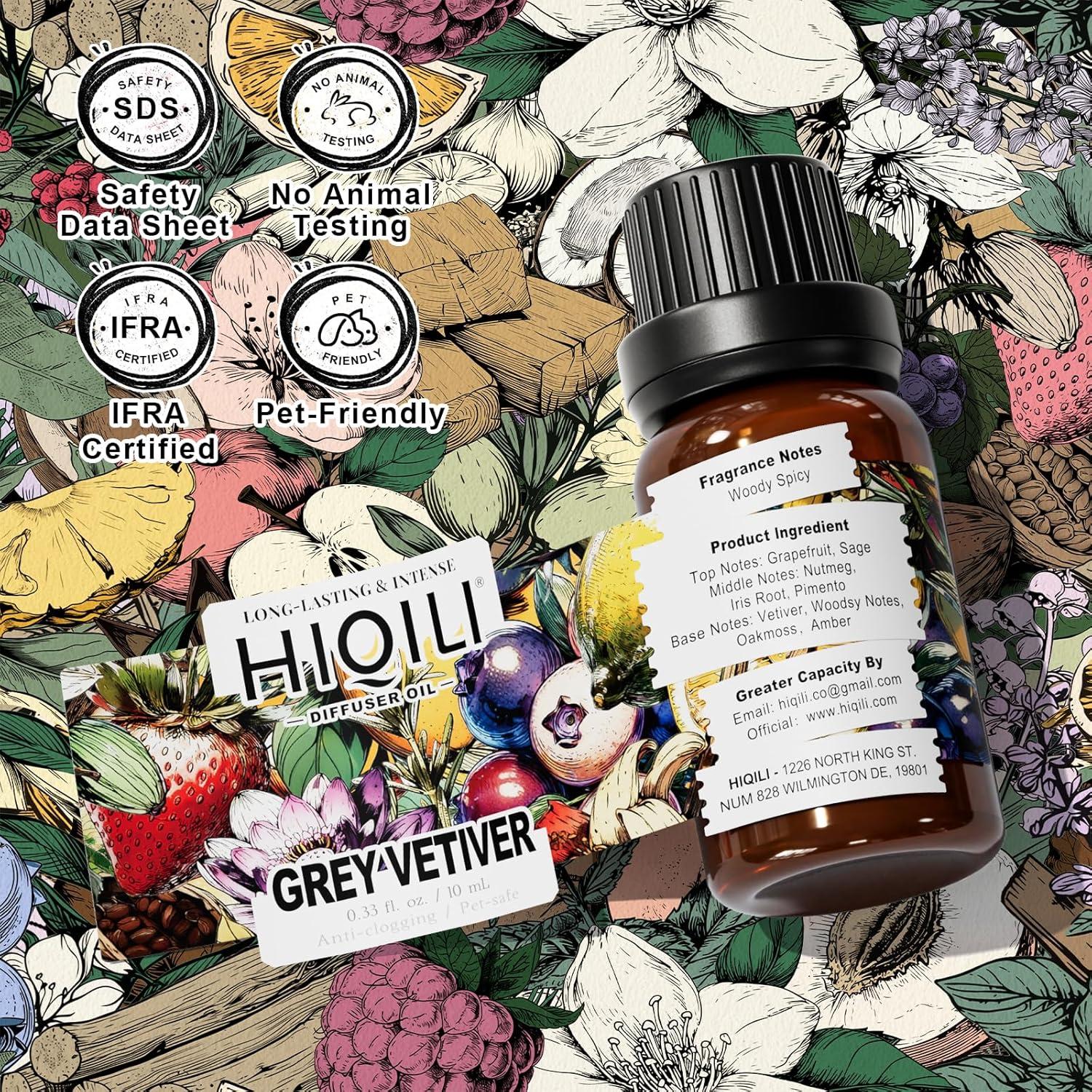 Aceite Difusor de Vetiver Gris HIQILI 10 ml - Seguro para Mascotas