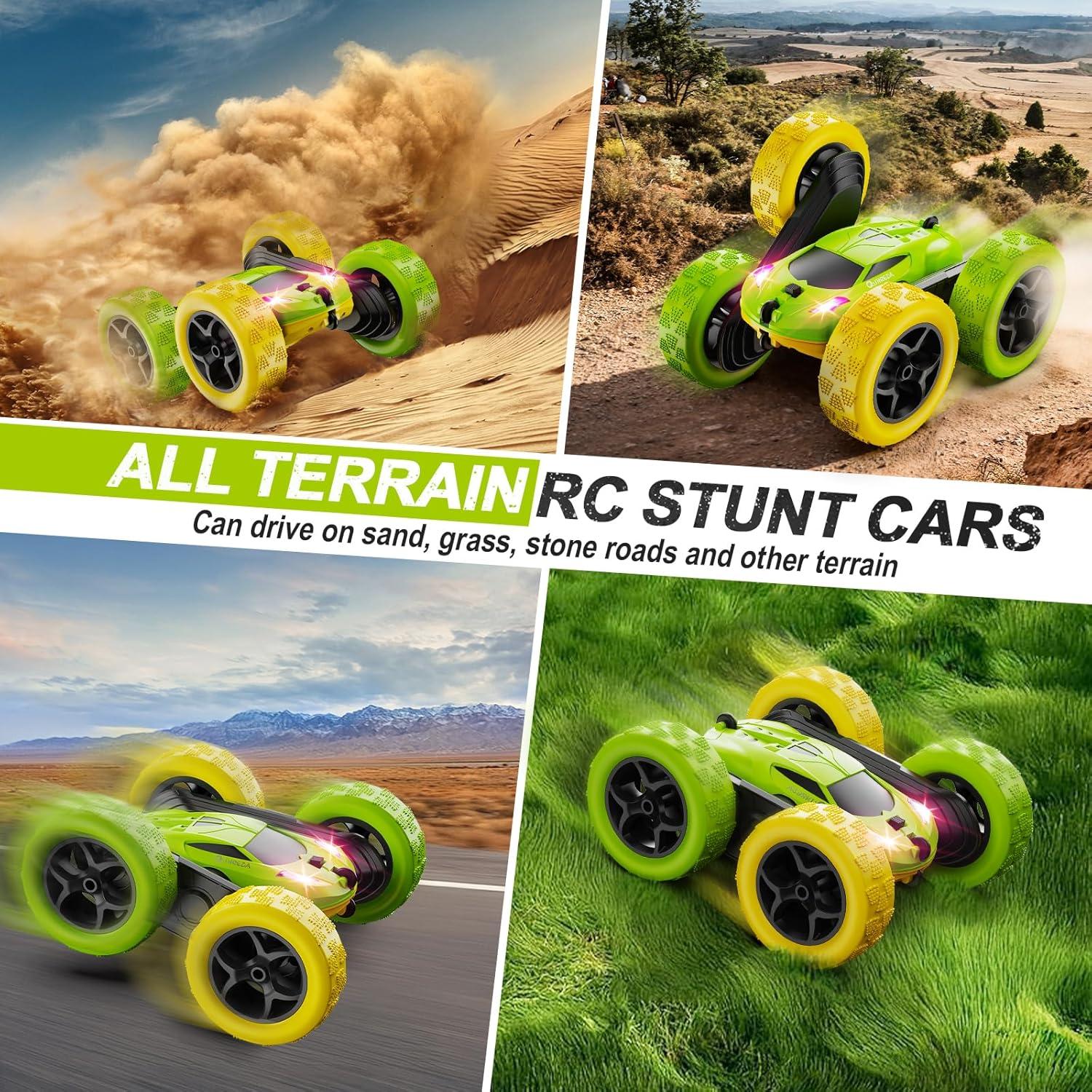 Coche RC QUNREDA Acrobacias Todo Terreno 4WD Amarillo Verde