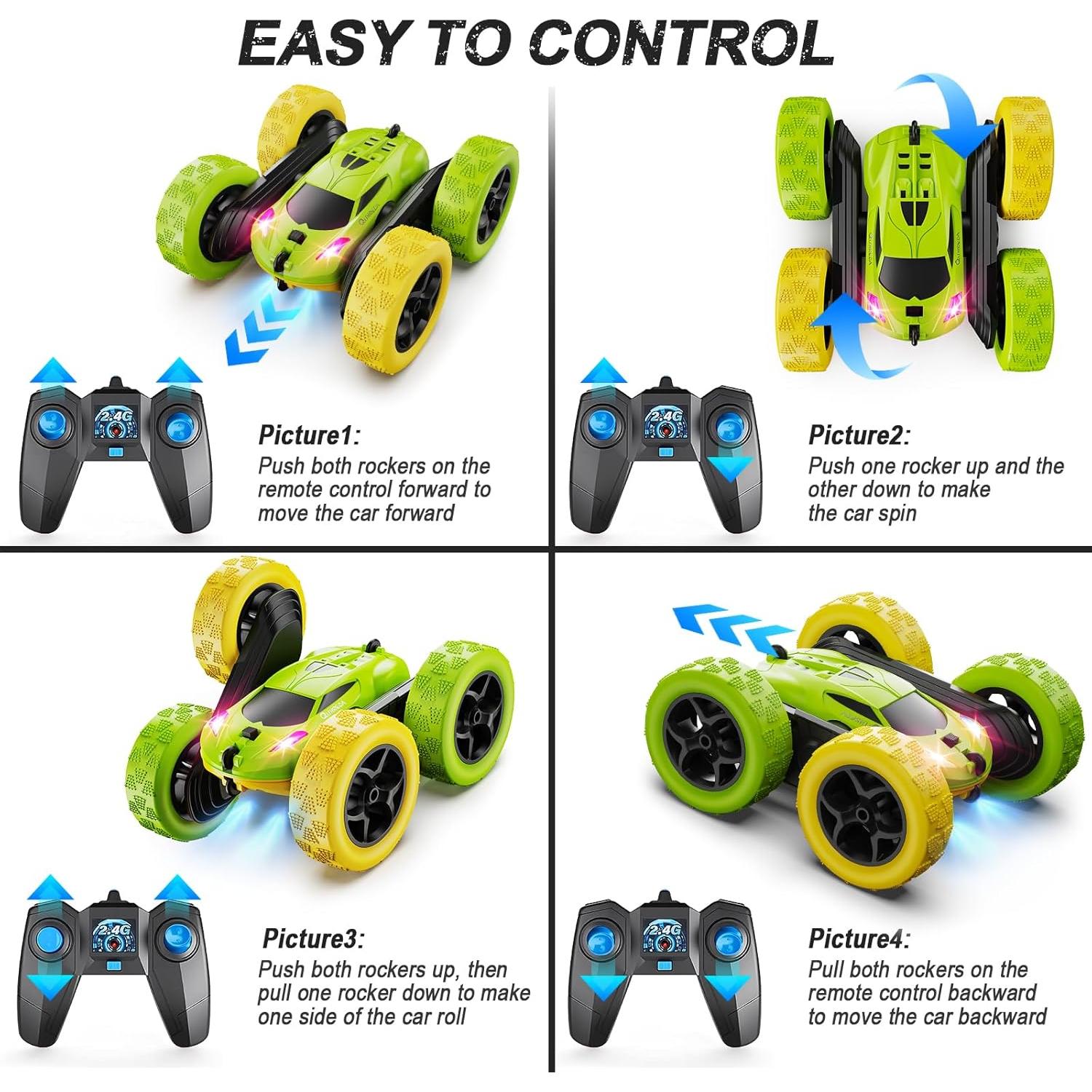 Coche RC QUNREDA Acrobacias Todo Terreno 4WD Amarillo Verde