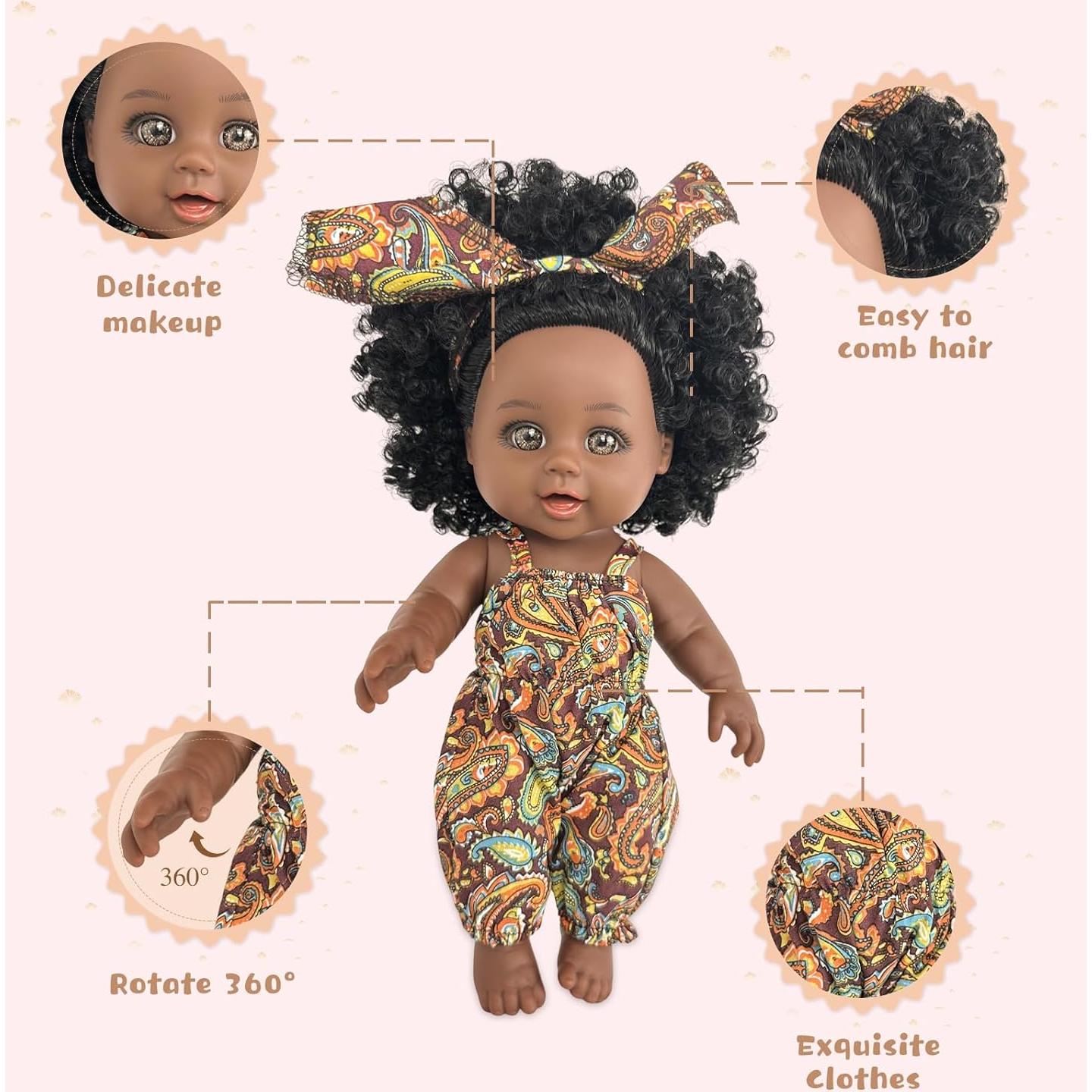 Muñeca Negra 25cm Nice2you con Mochila Portadora para Niños