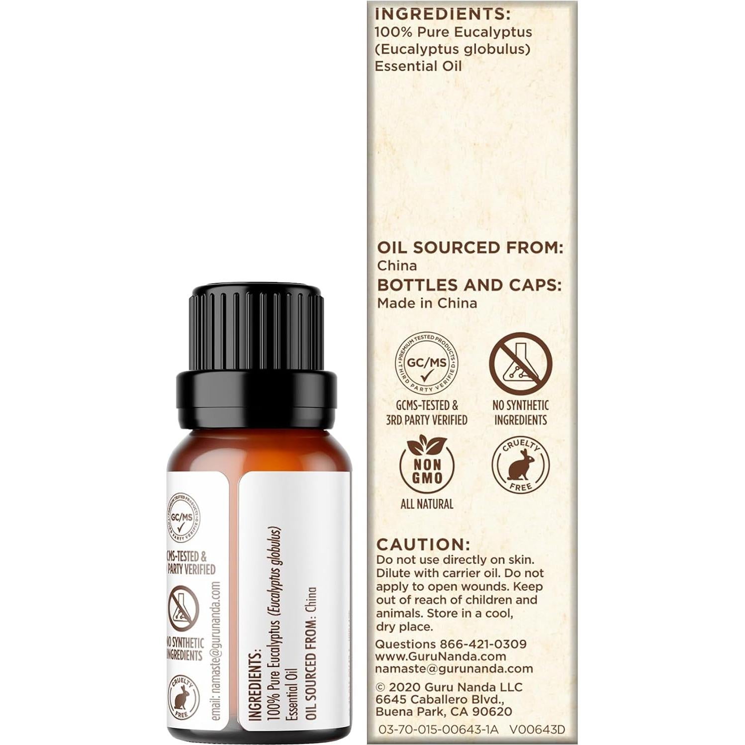 Aceite Esencial de Eucalipto GuruNanda 100% Puro 14.79 ml