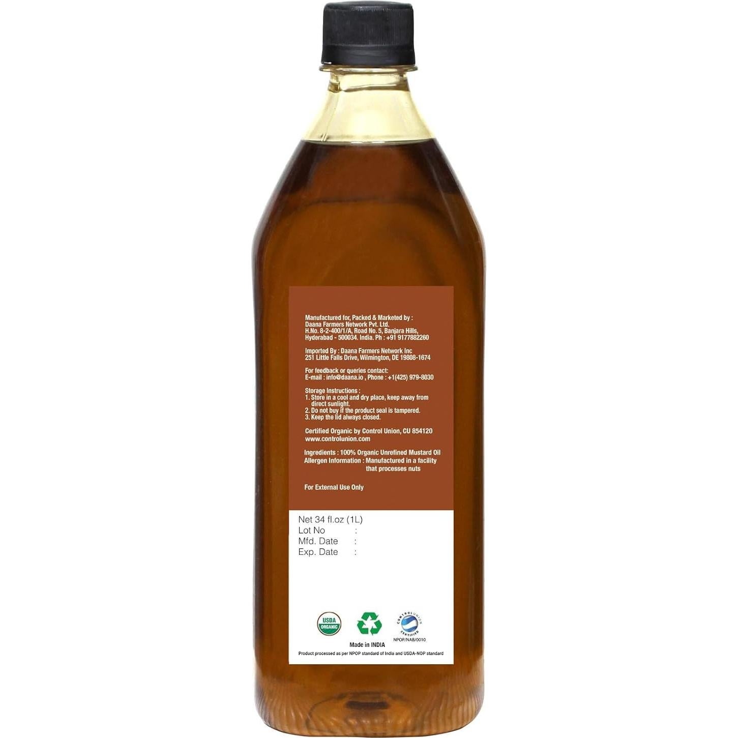 Aceite de Mostaza Daana 1L Orgánico Prensado en Frío