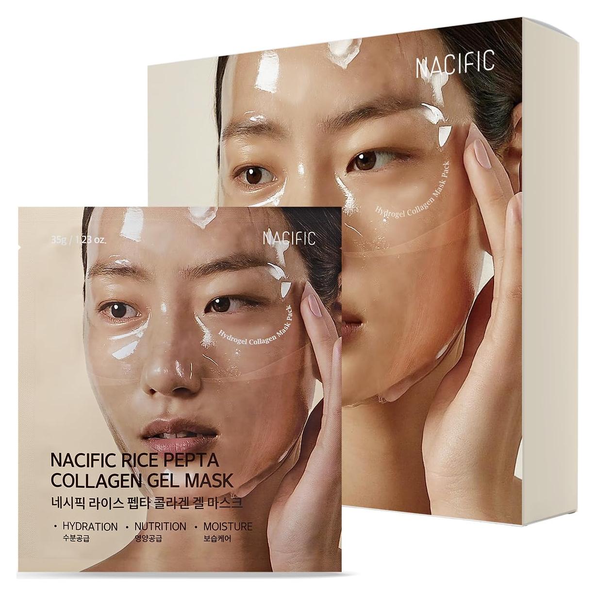 Mascarilla Facial Hidrogel NACIFIC Colágeno Arroz Set 4EA