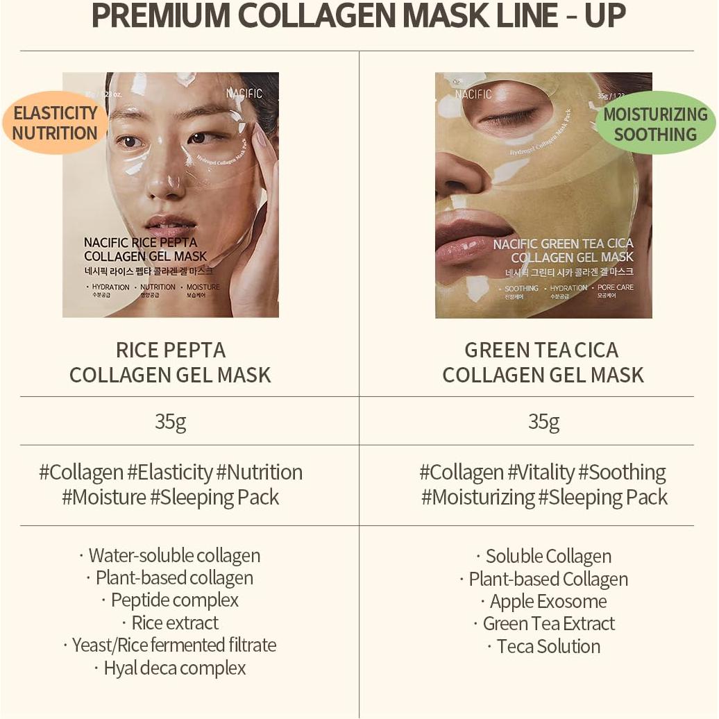 Mascarilla Facial Hidrogel NACIFIC Colágeno Arroz Set 4EA