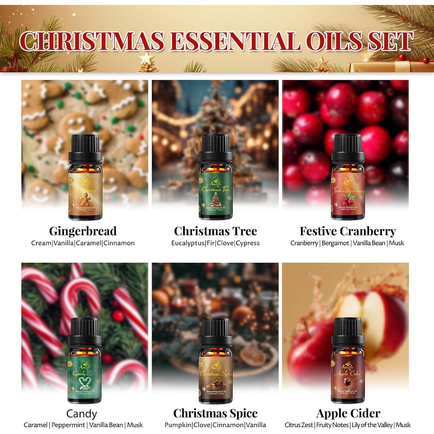 Juego de Aceites Esenciales de Navidad Auelife 6x10mL